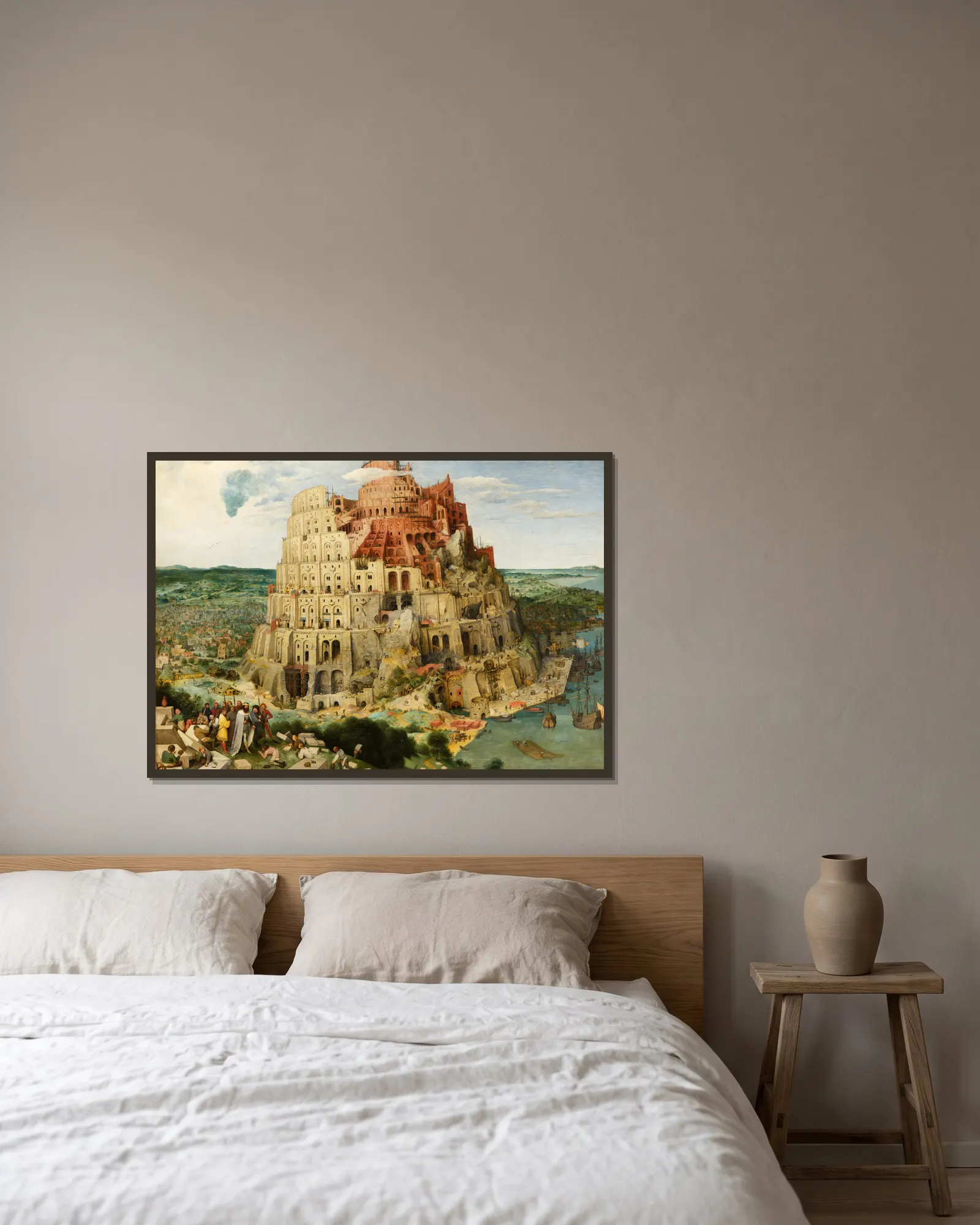 The Tower Of Babel (Vienna) – nr 1 av Pieter Bruegel The Elder inramad på en vägg