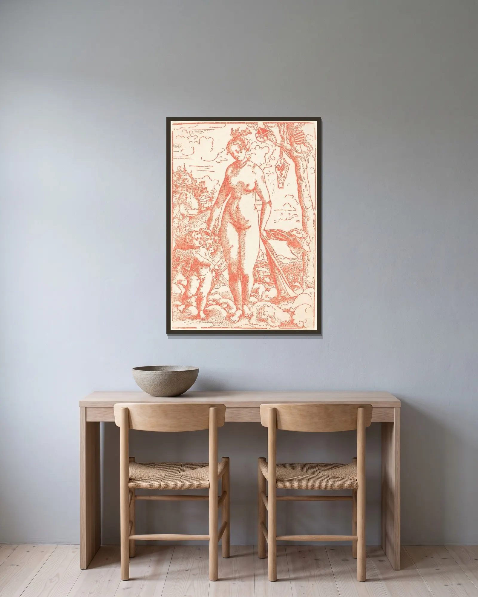 Venus and Cupid av Lucas Cranach the Elder inramad på en vägg