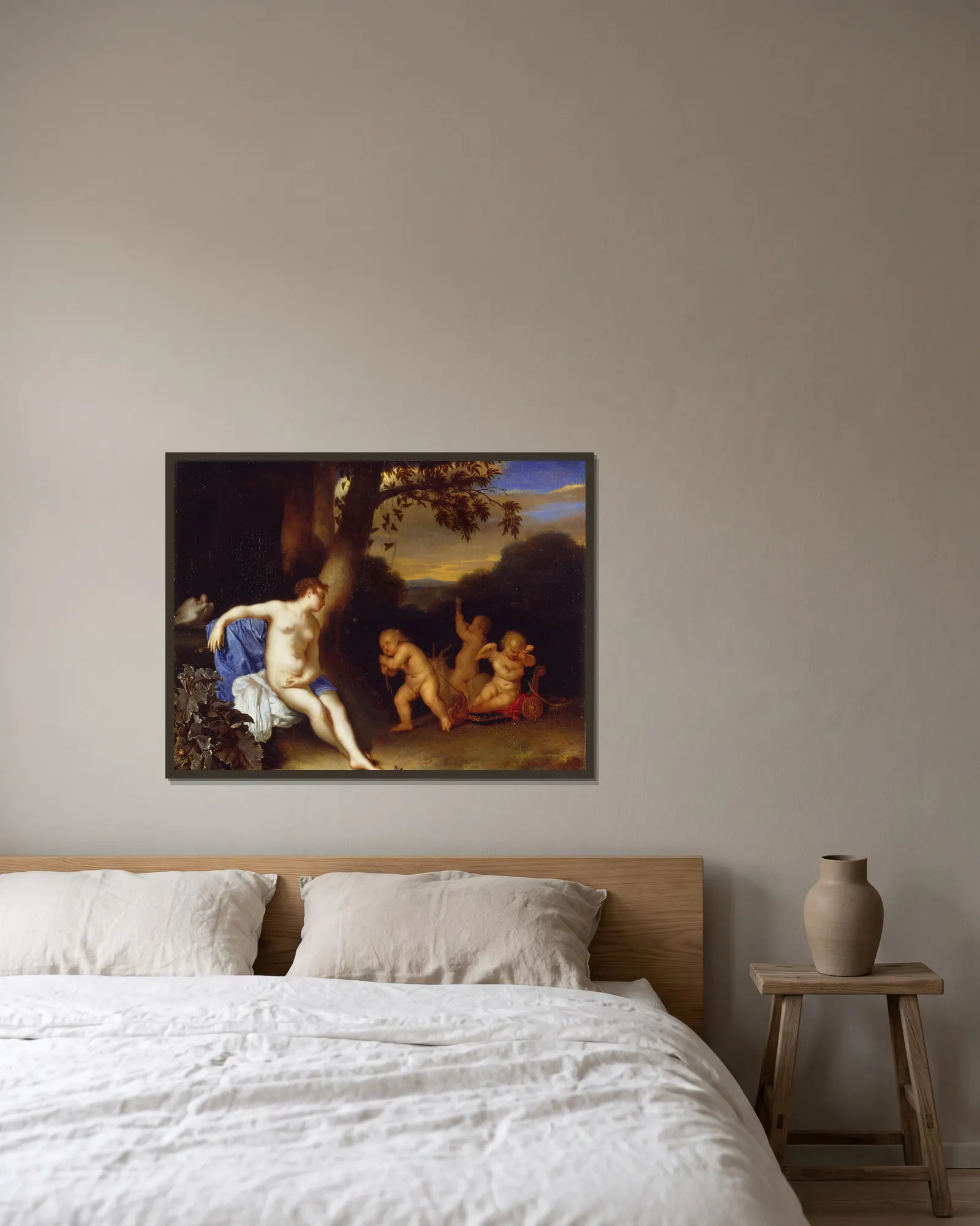 Venus and Cupid av Frans van Mieris the Elder inramad på en vägg