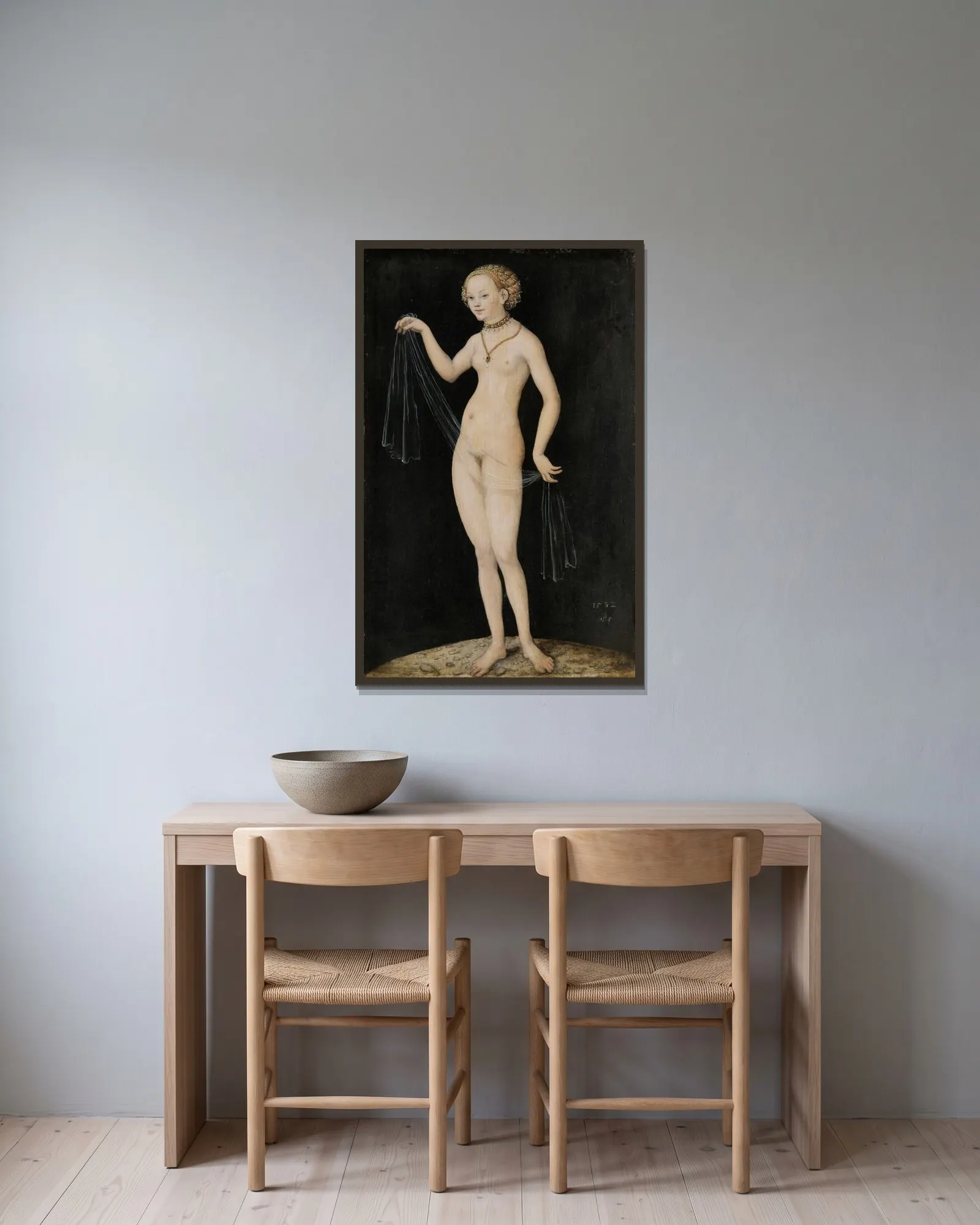 Venus av Lucas Cranach the Elder inramad på en vägg