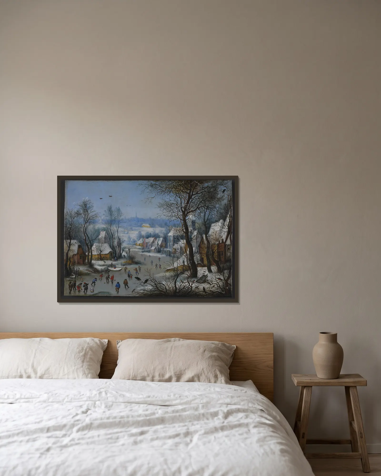 Winter Scenery av Pieter Bruegel The Elder inramad på en vägg