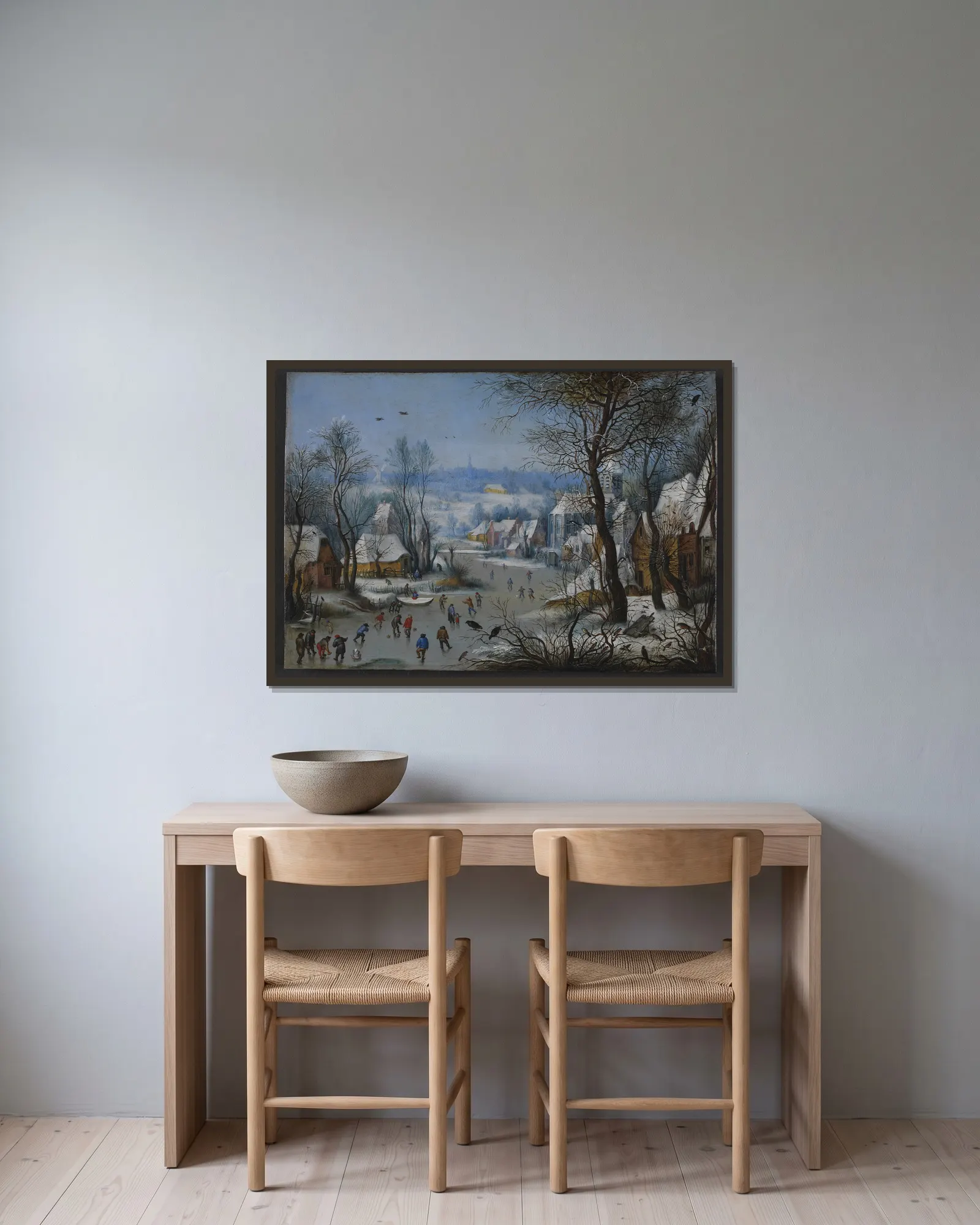 Winter Scenery av Pieter Bruegel The Elder inramad på en vägg