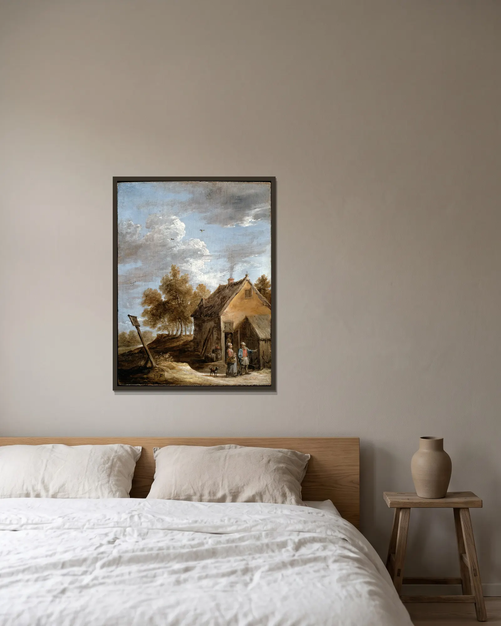 A Cottage av David Teniers The Younger inramad på en vägg