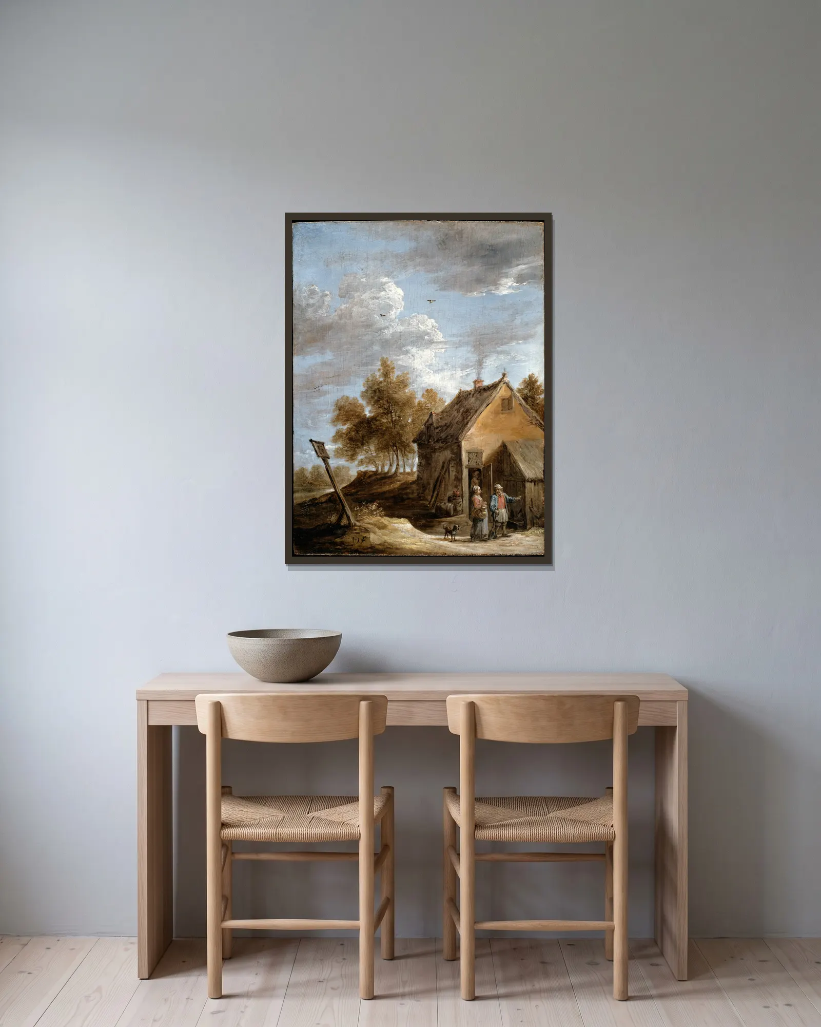 A Cottage av David Teniers The Younger inramad på en vägg