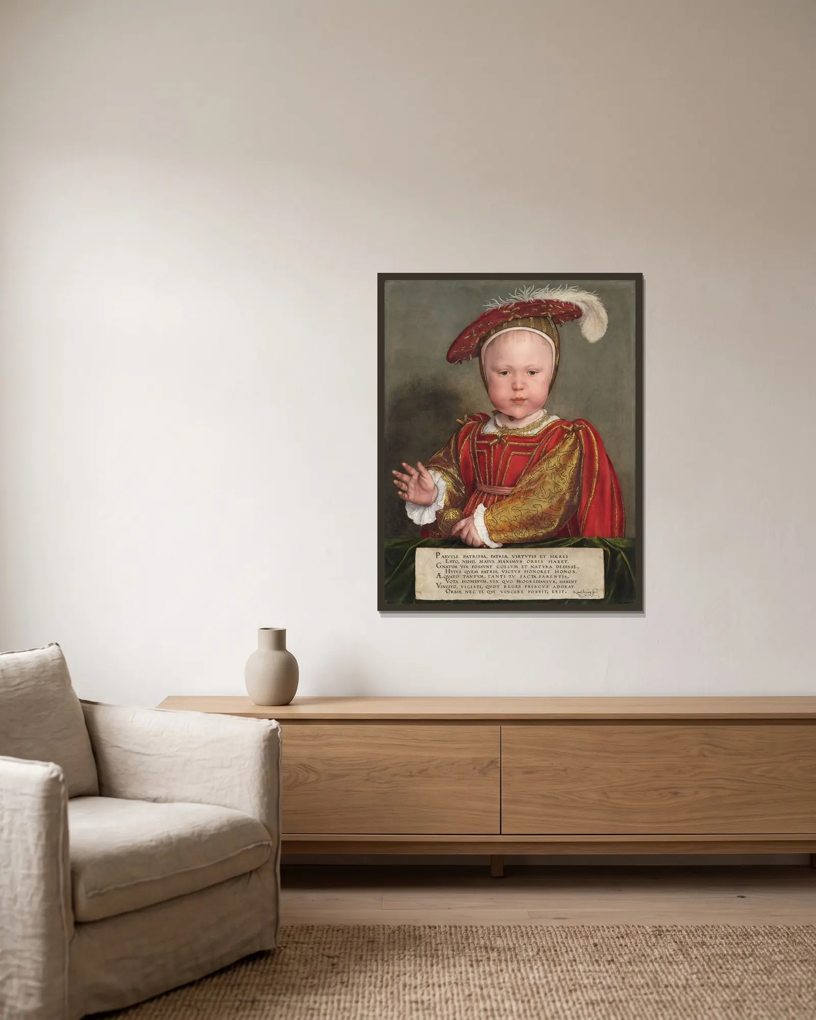Edward VI as a Child (probably 1538) av Hans Holbein The Younger inramad på en vägg
