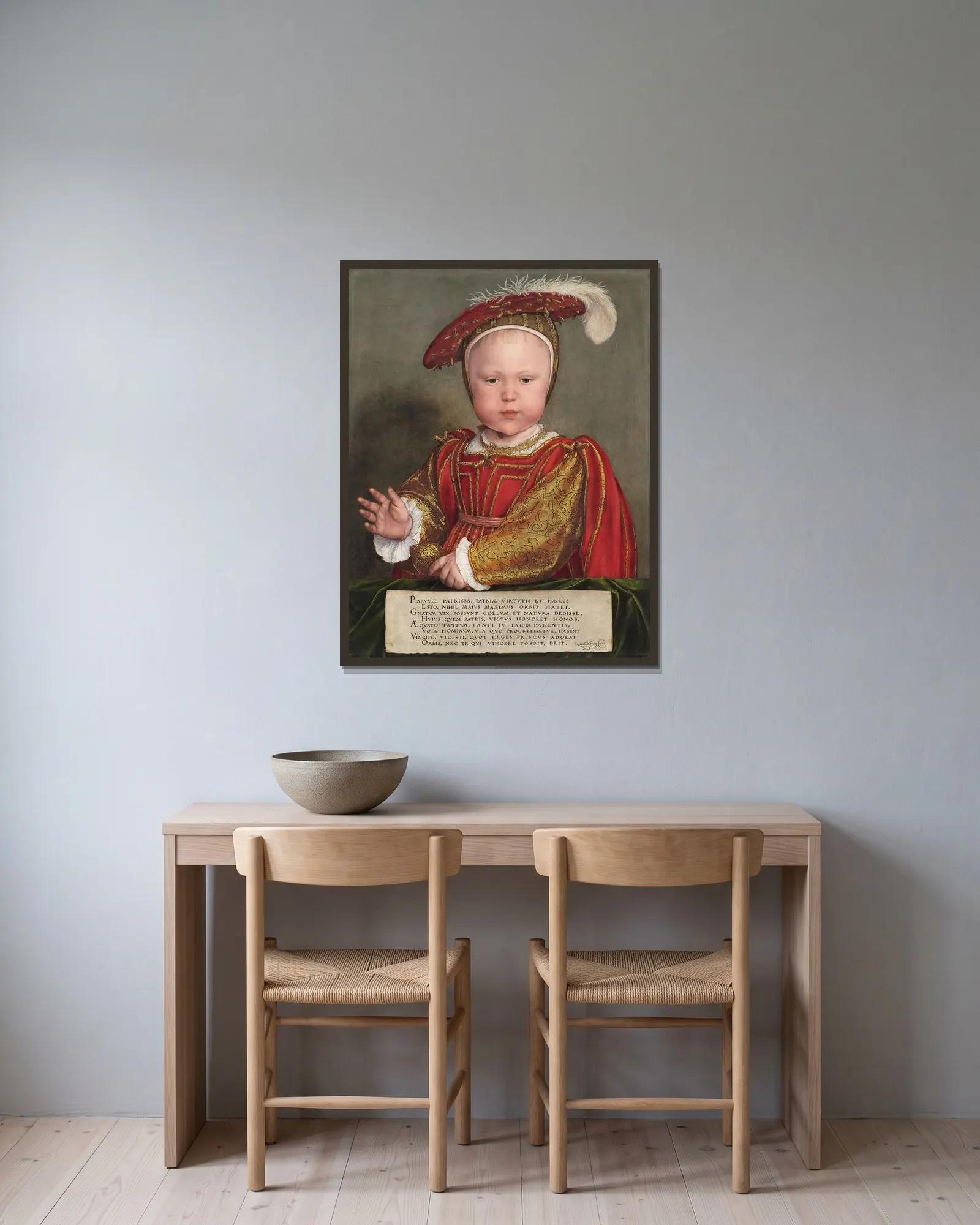 Edward VI as a Child (probably 1538) av Hans Holbein The Younger inramad på en vägg