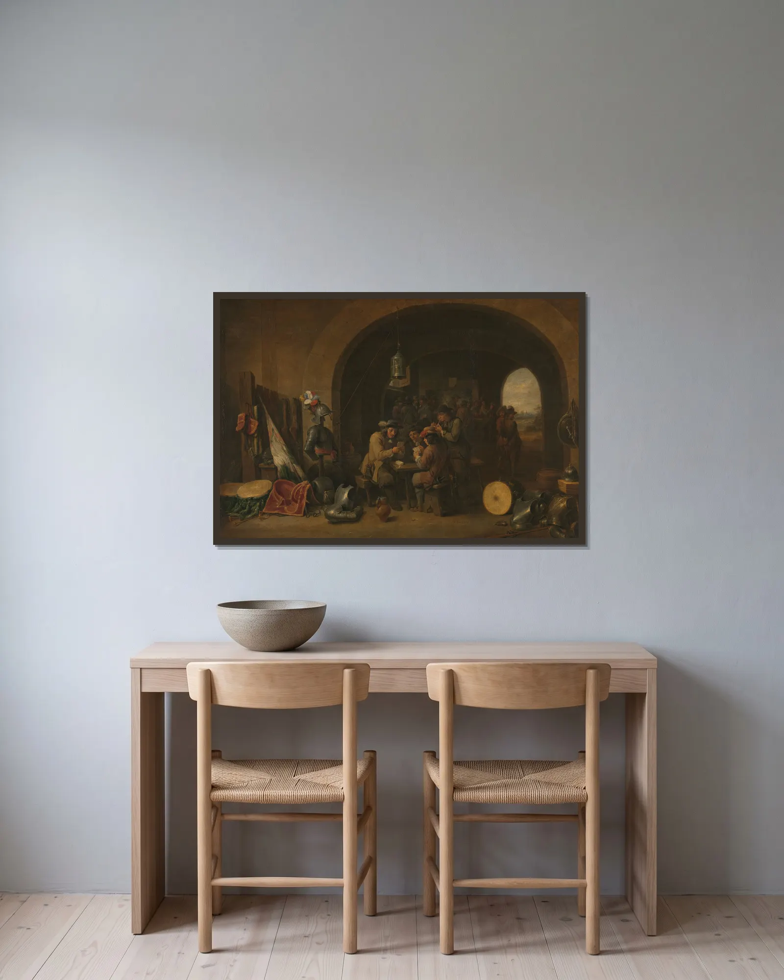 Guardroom av David Teniers The Younger inramad på en vägg