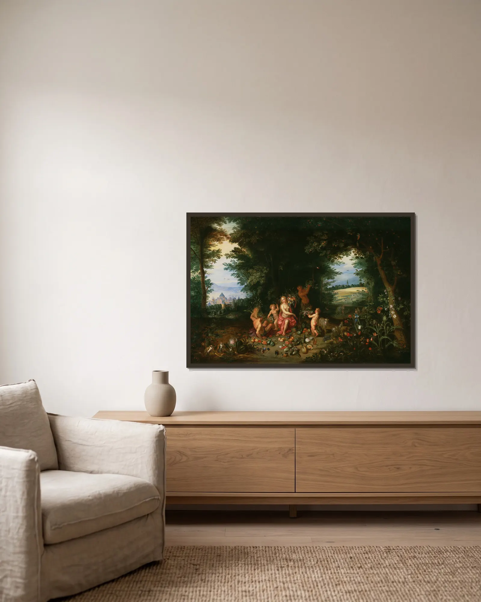 Landscape With Ceres (Allegory of Earth) av Jan Brueghel the Younger inramad på en vägg
