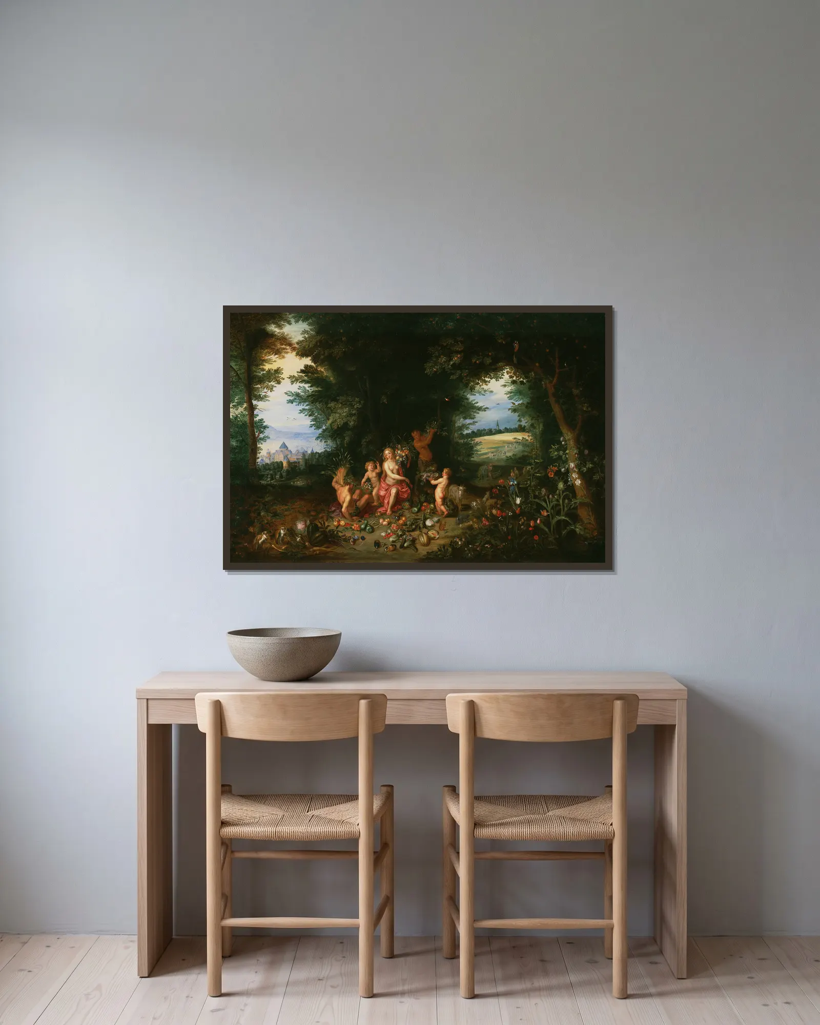 Landscape With Ceres (Allegory of Earth) av Jan Brueghel the Younger inramad på en vägg