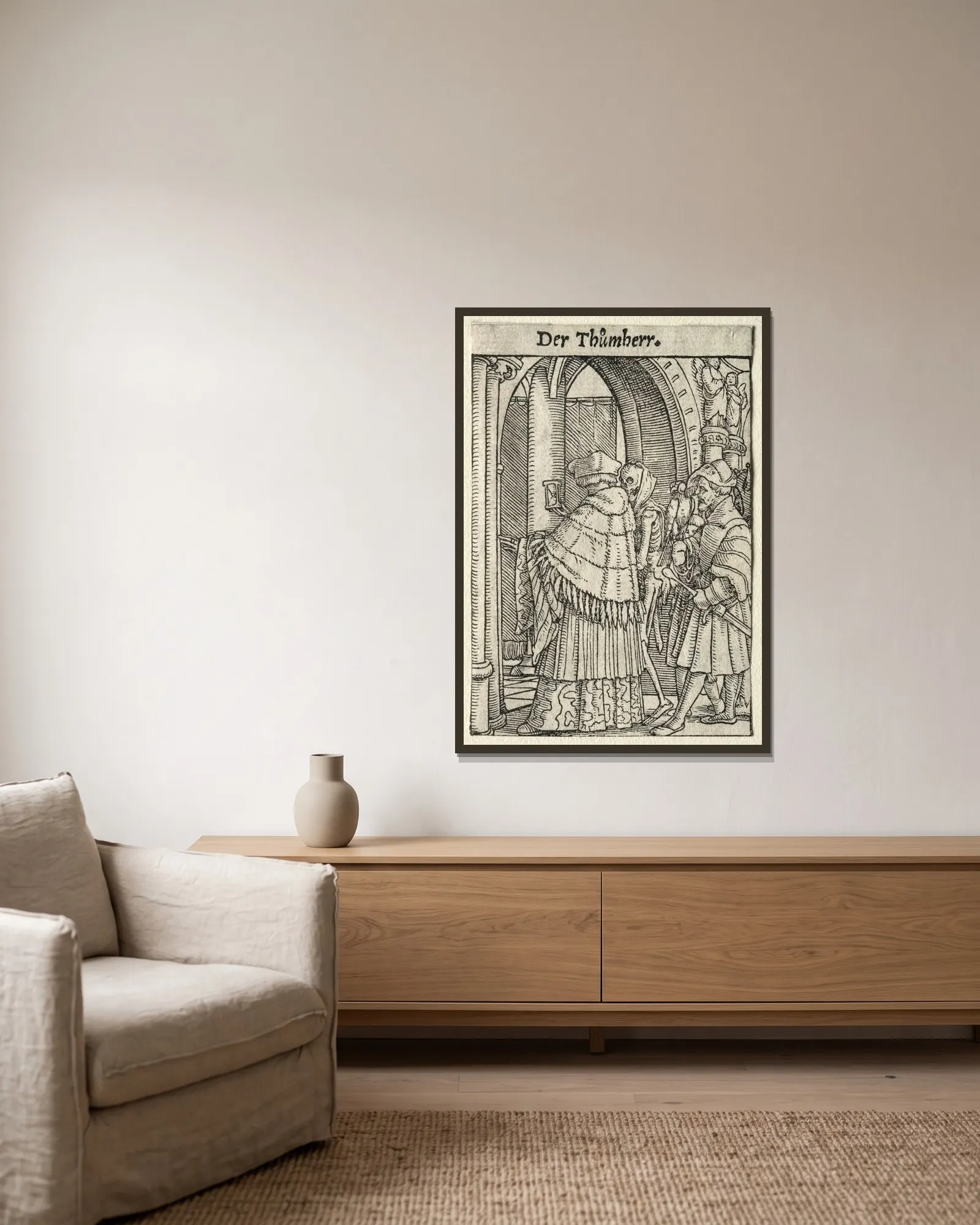 The Canon av Hans Holbein The Younger inramad på en vägg
