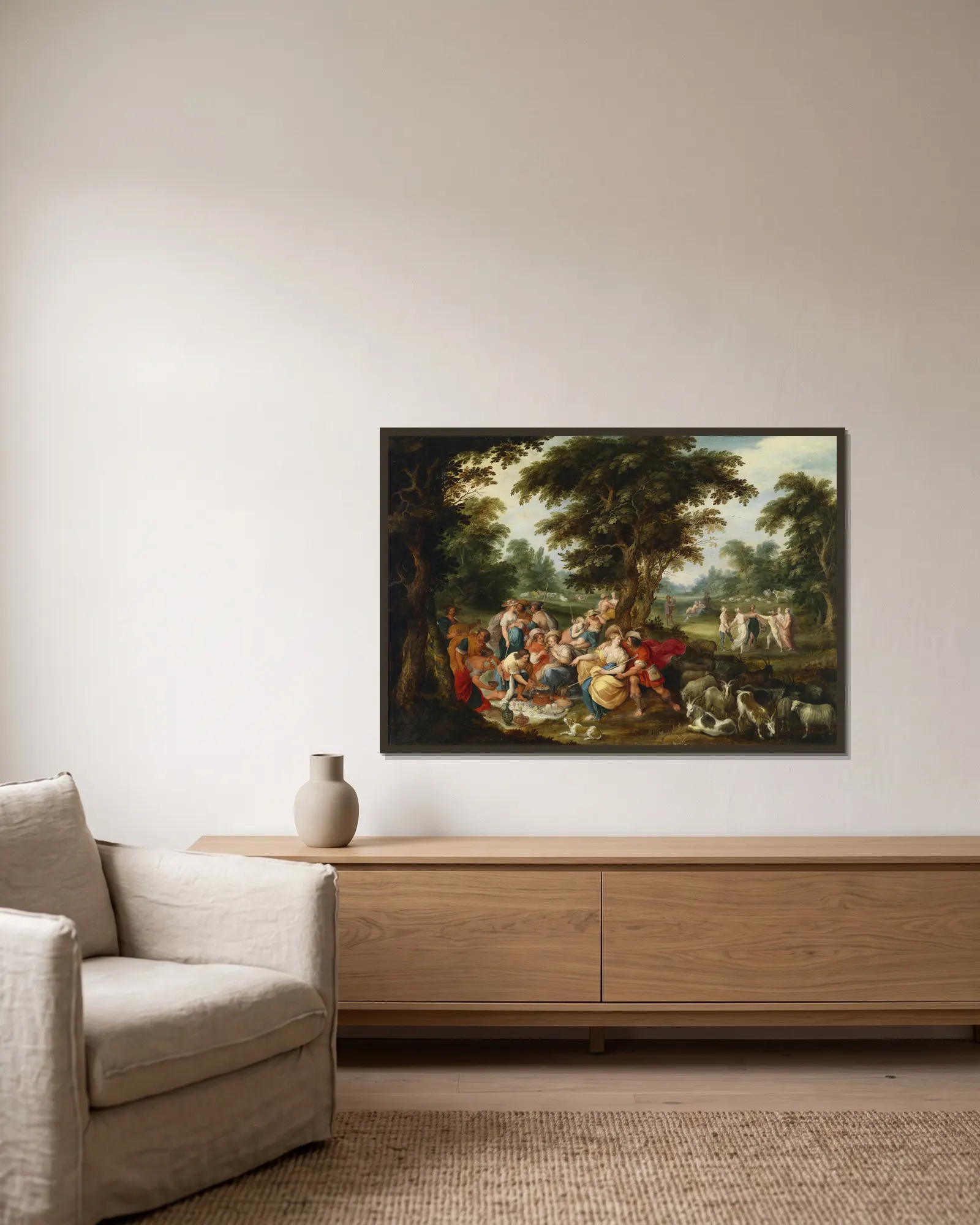 The Golden Age – nr 1 av Frans Francken the Younger inramad på en vägg