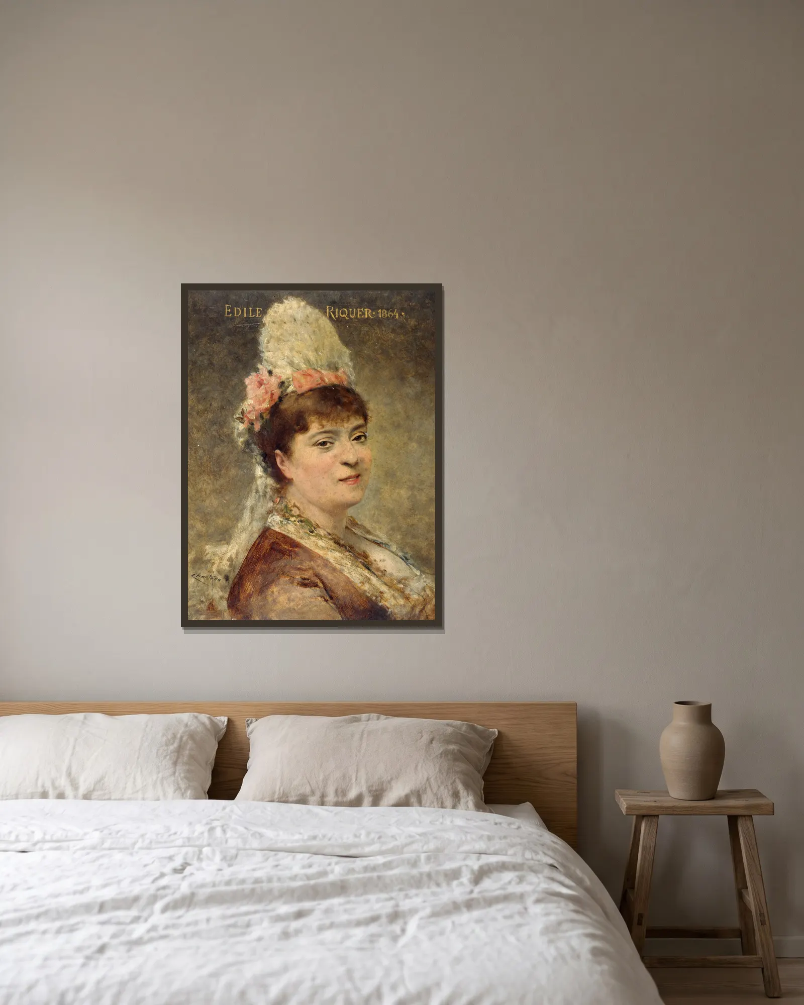 Portrait d’Édile Riquer av Théobald Chartran inramad på en vägg