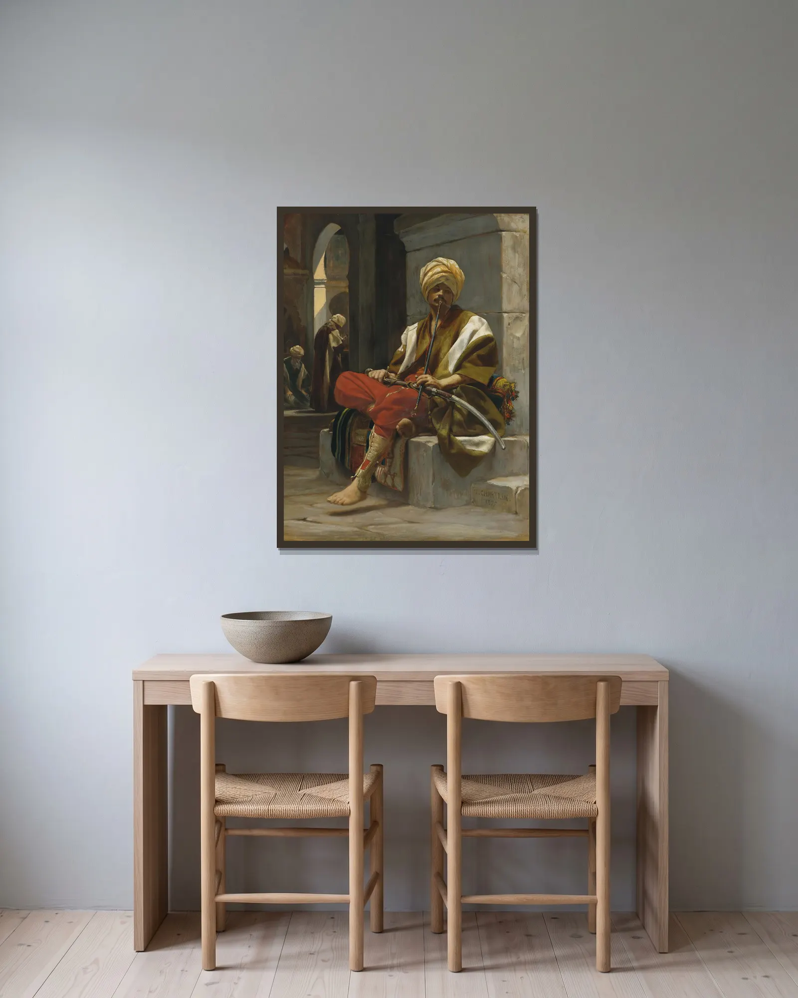 The Chibouk Smoker av Théobald Chartran inramad på en vägg