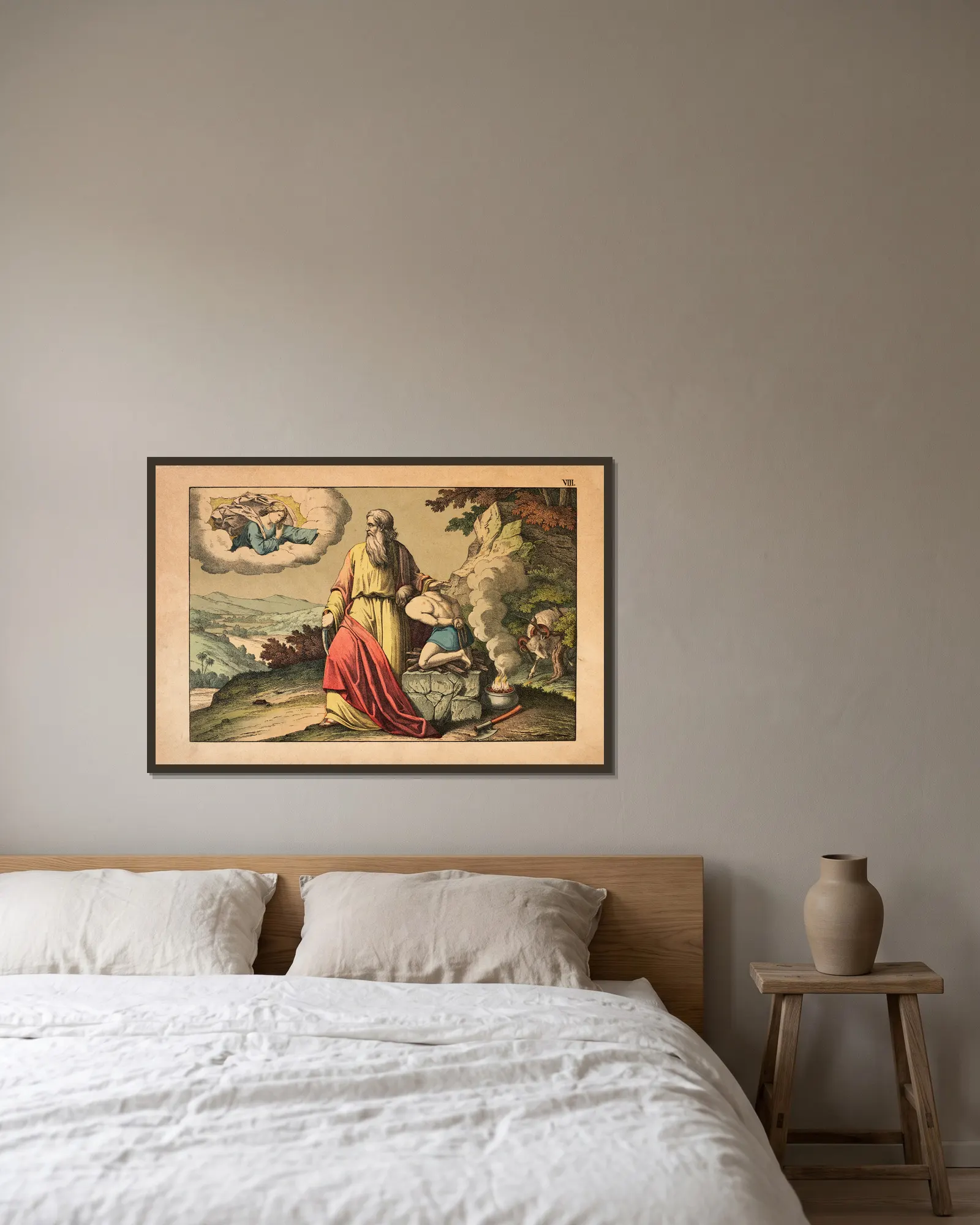 Abraham and Isaac av Theodor Eckardt inramad på en vägg