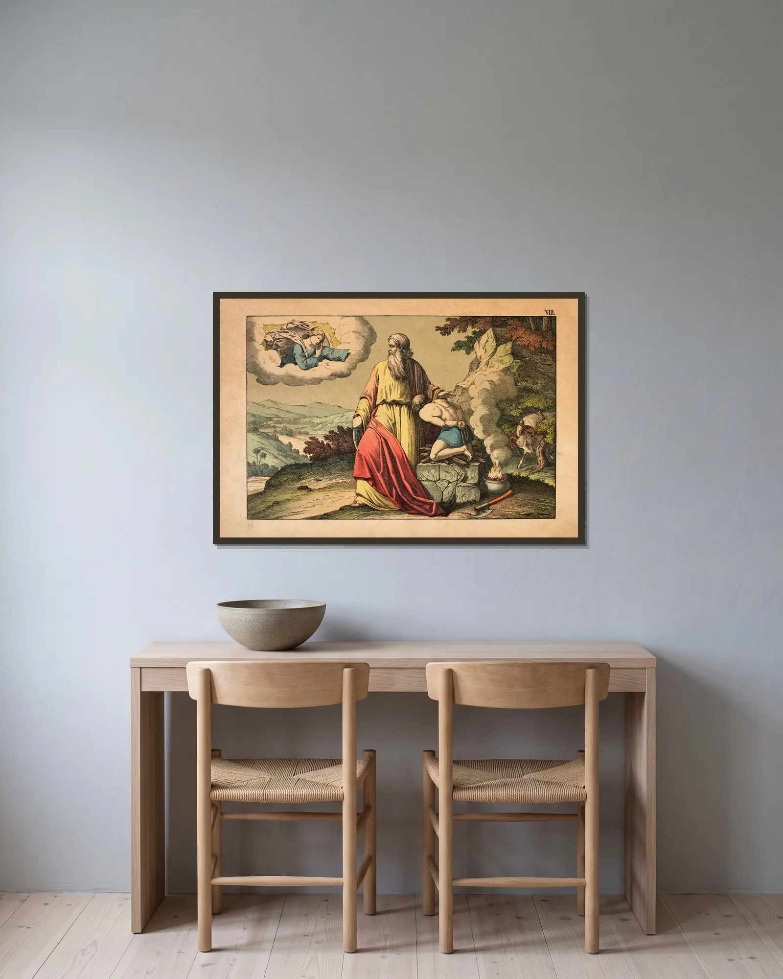 Abraham and Isaac av Theodor Eckardt inramad på en vägg