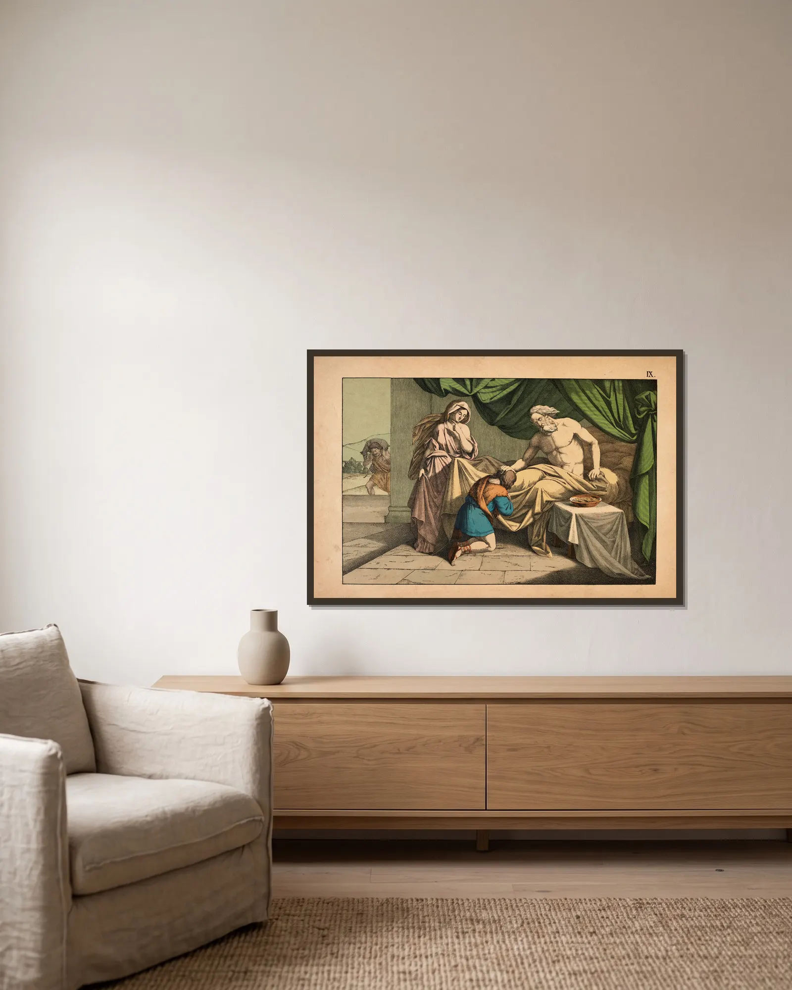 Isaac blesses Jacob av Theodor Eckardt inramad på en vägg