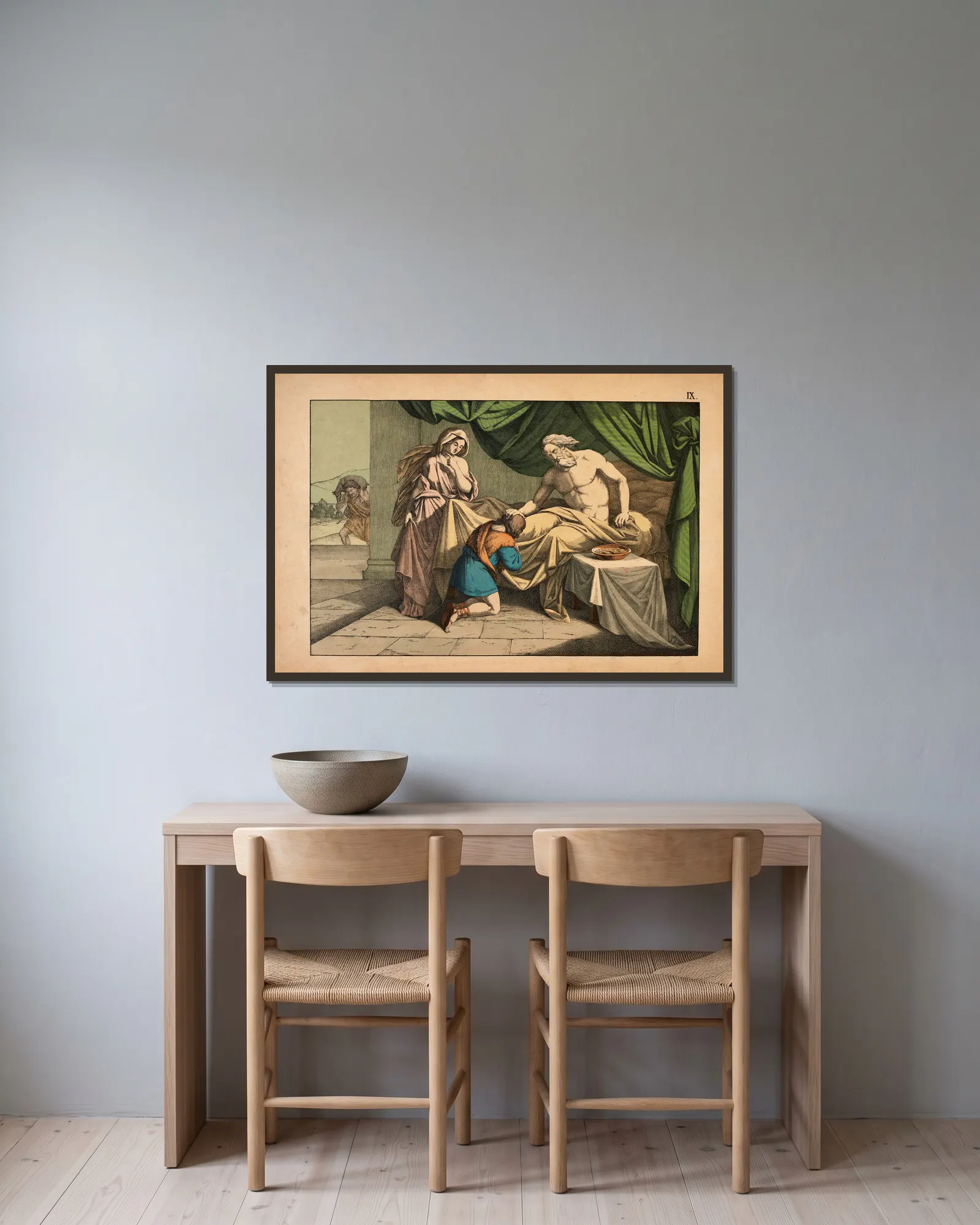 Isaac blesses Jacob av Theodor Eckardt inramad på en vägg