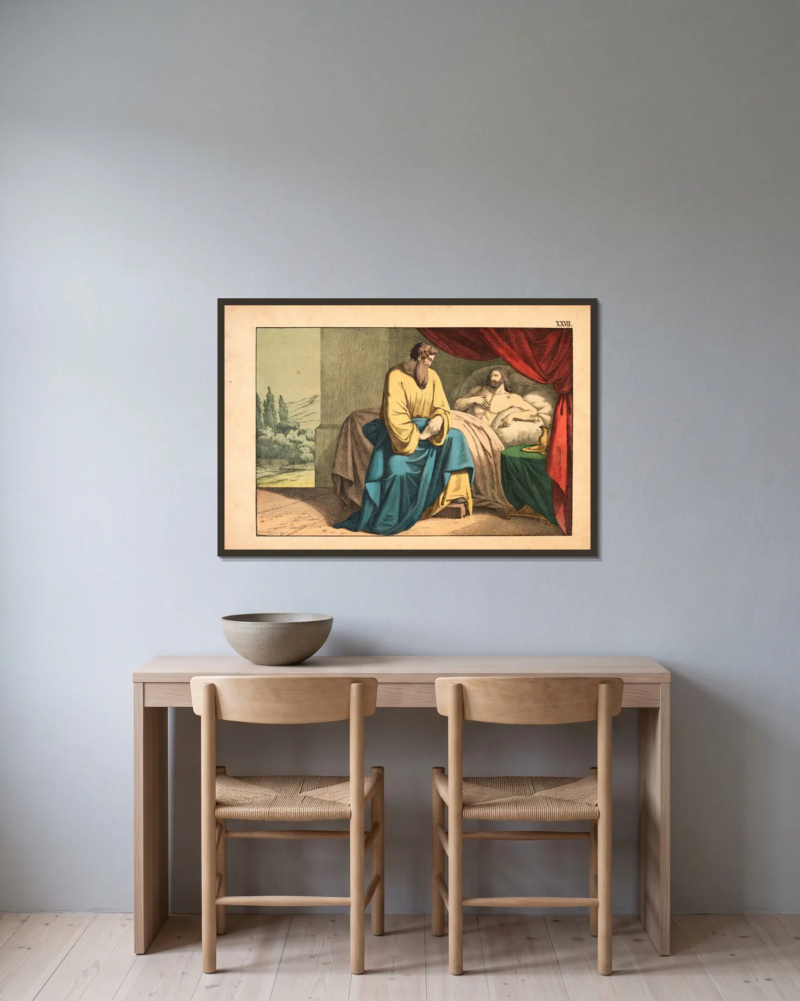 Isaiah and Hezekiah av Theodor Eckardt inramad på en vägg