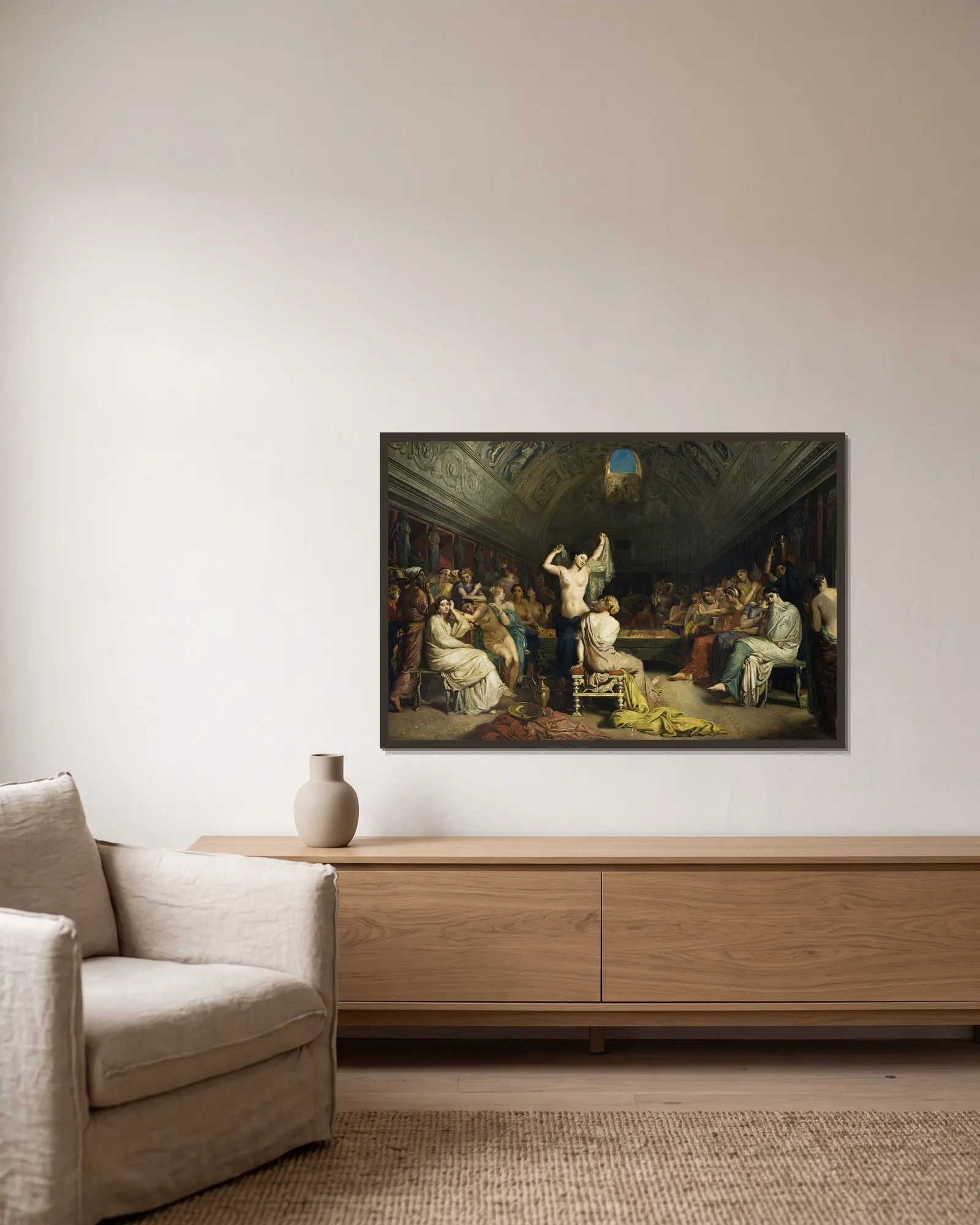 Tepidarium av Théodore Chassériau inramad på en vägg