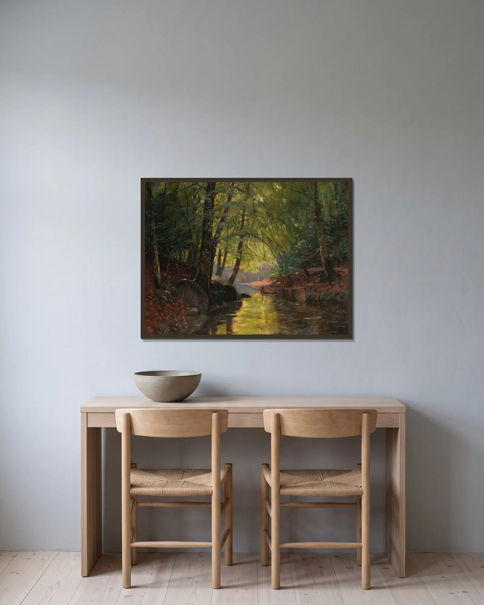 Kahnpartie im Spreewald av Edward Theodore Compton inramad på en vägg