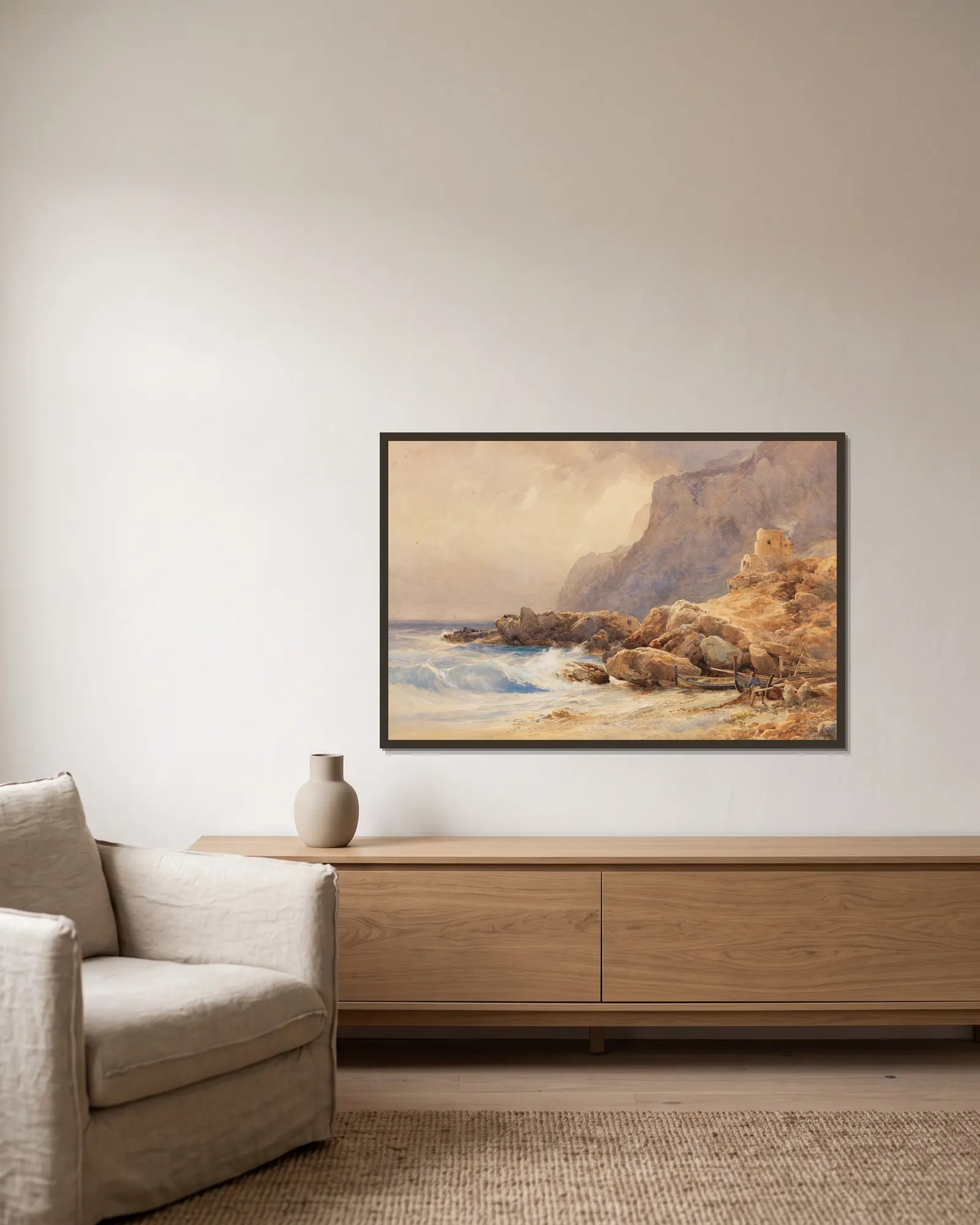Marina piccola, Capri av Edward Theodore Compton inramad på en vägg