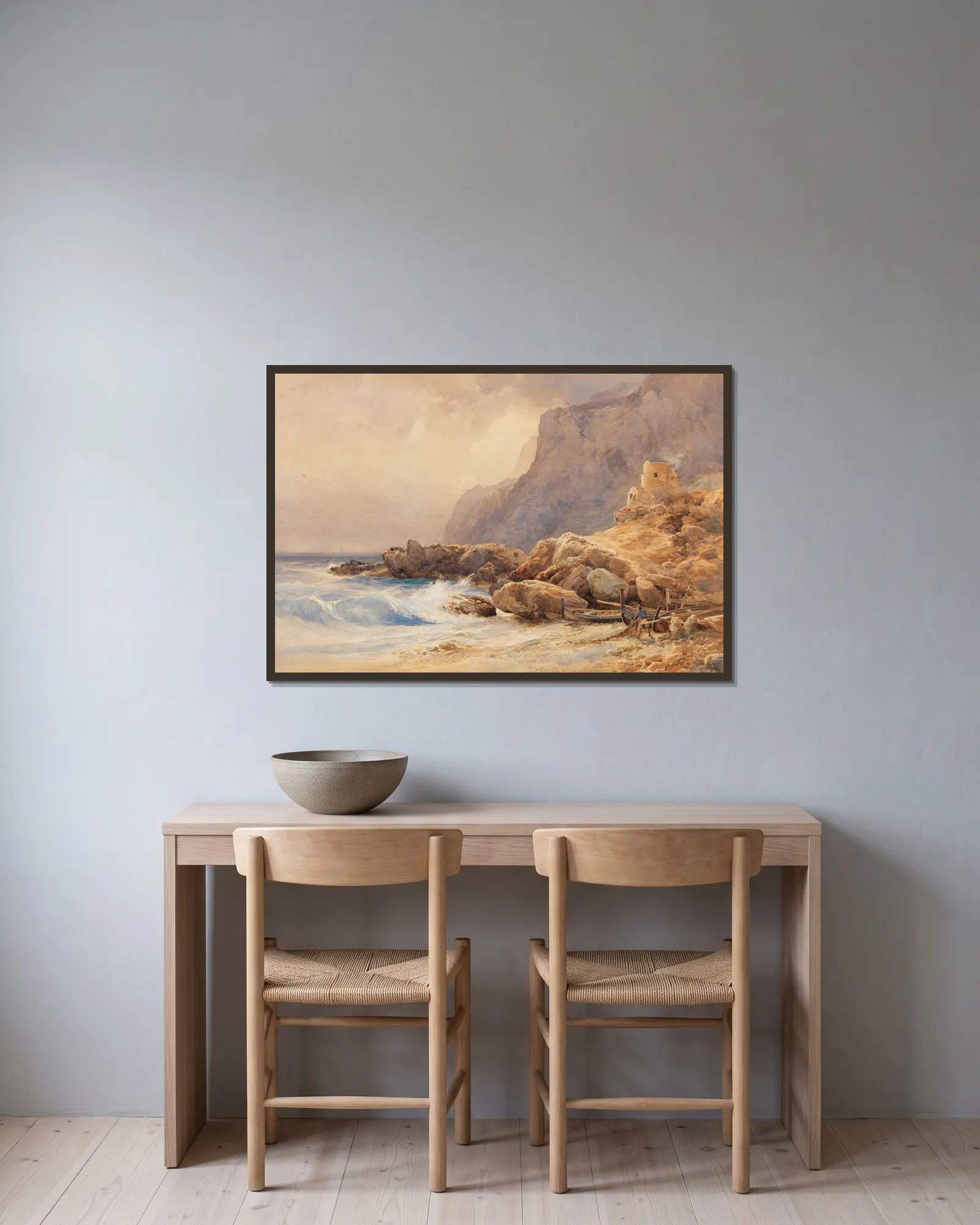 Marina piccola, Capri av Edward Theodore Compton inramad på en vägg
