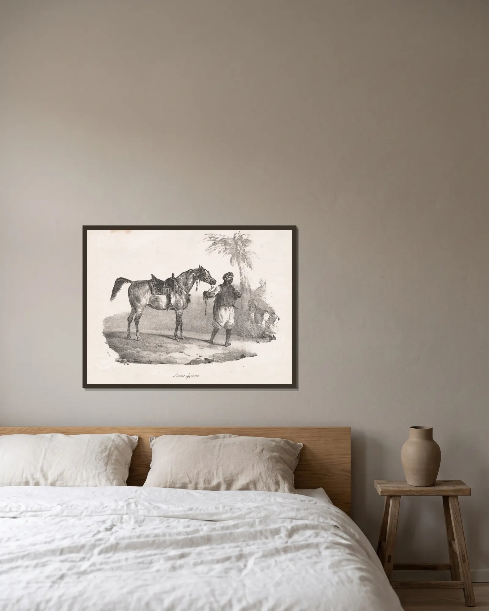 Egyptian Mare av Théodore Géricault inramad på en vägg