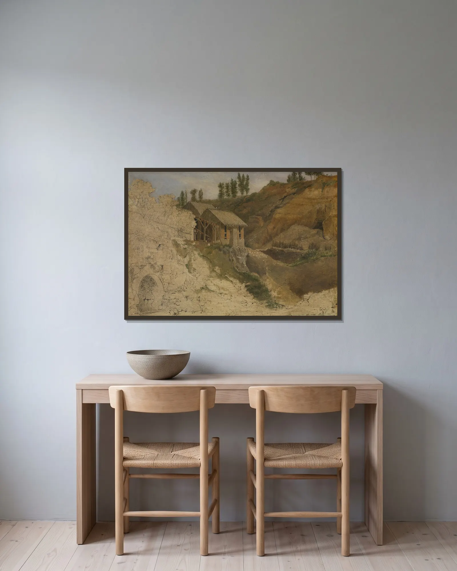 A Quarry av Théodore Rousseau inramad på en vägg