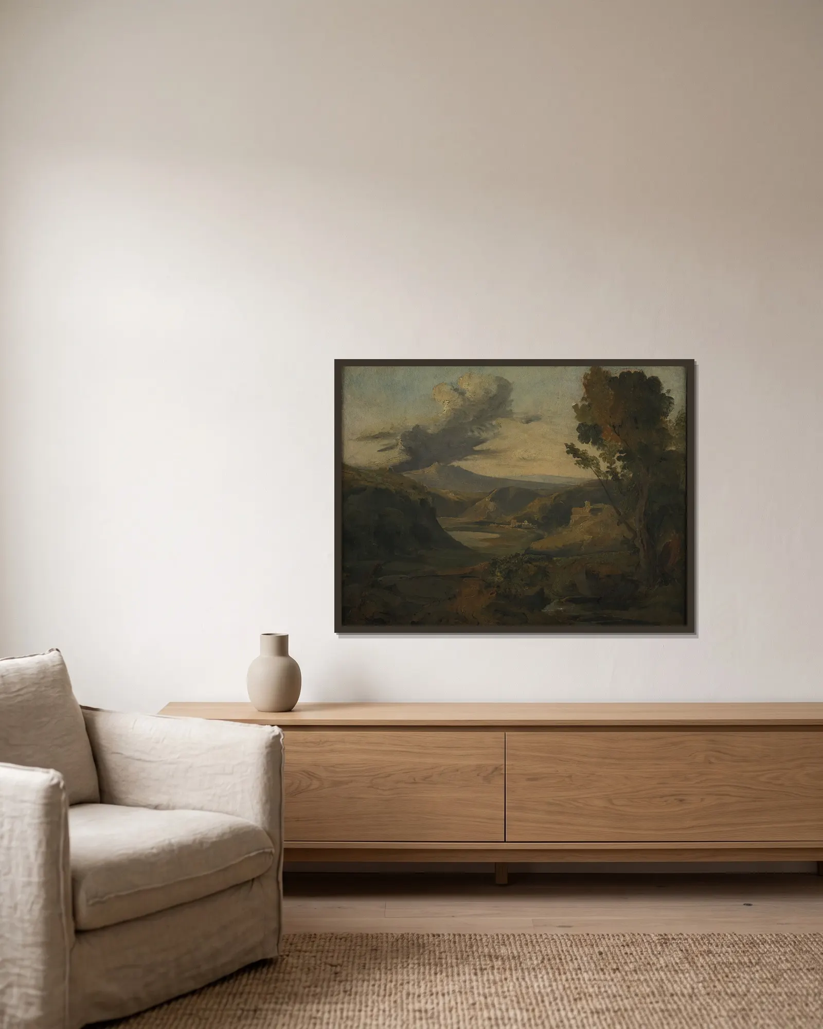 Landscape (Auvergne) av Théodore Rousseau inramad på en vägg