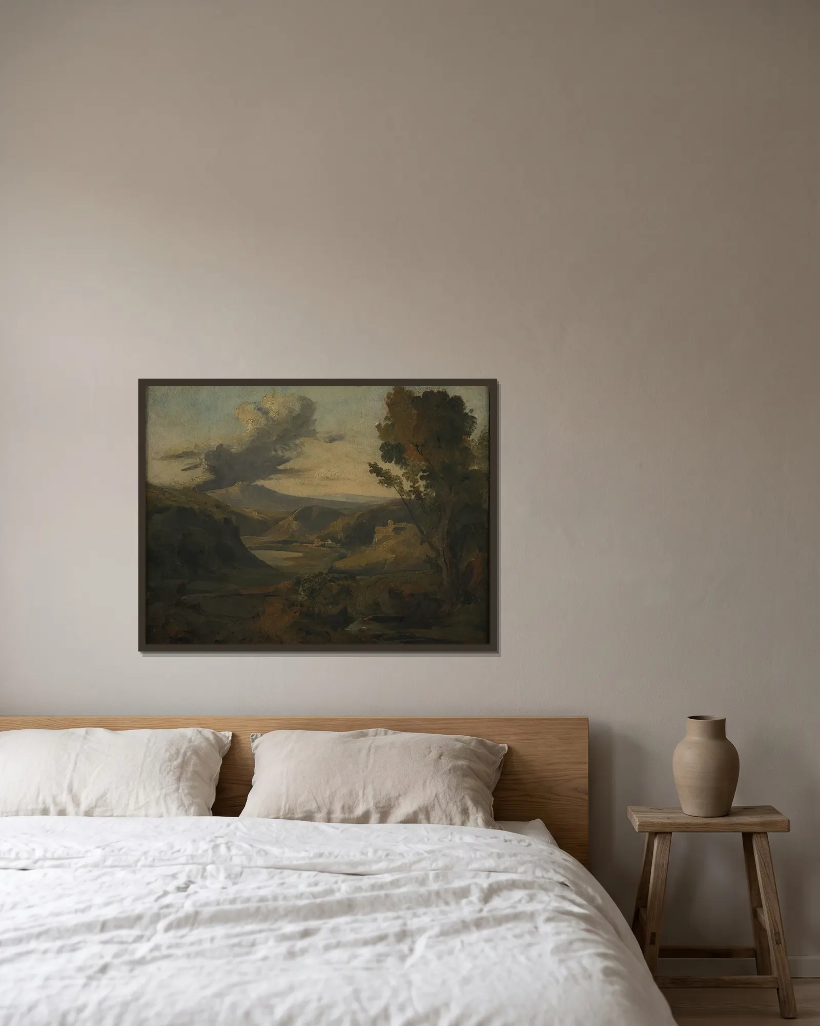 Landscape (Auvergne) av Théodore Rousseau inramad på en vägg