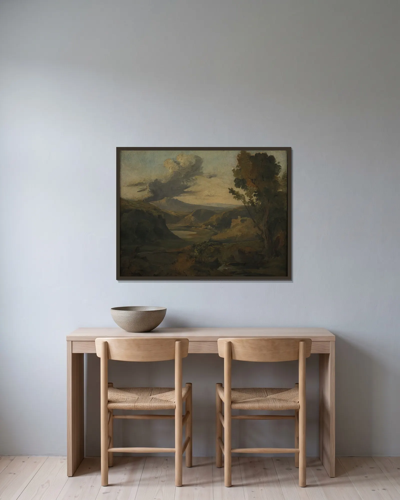 Landscape (Auvergne) av Théodore Rousseau inramad på en vägg