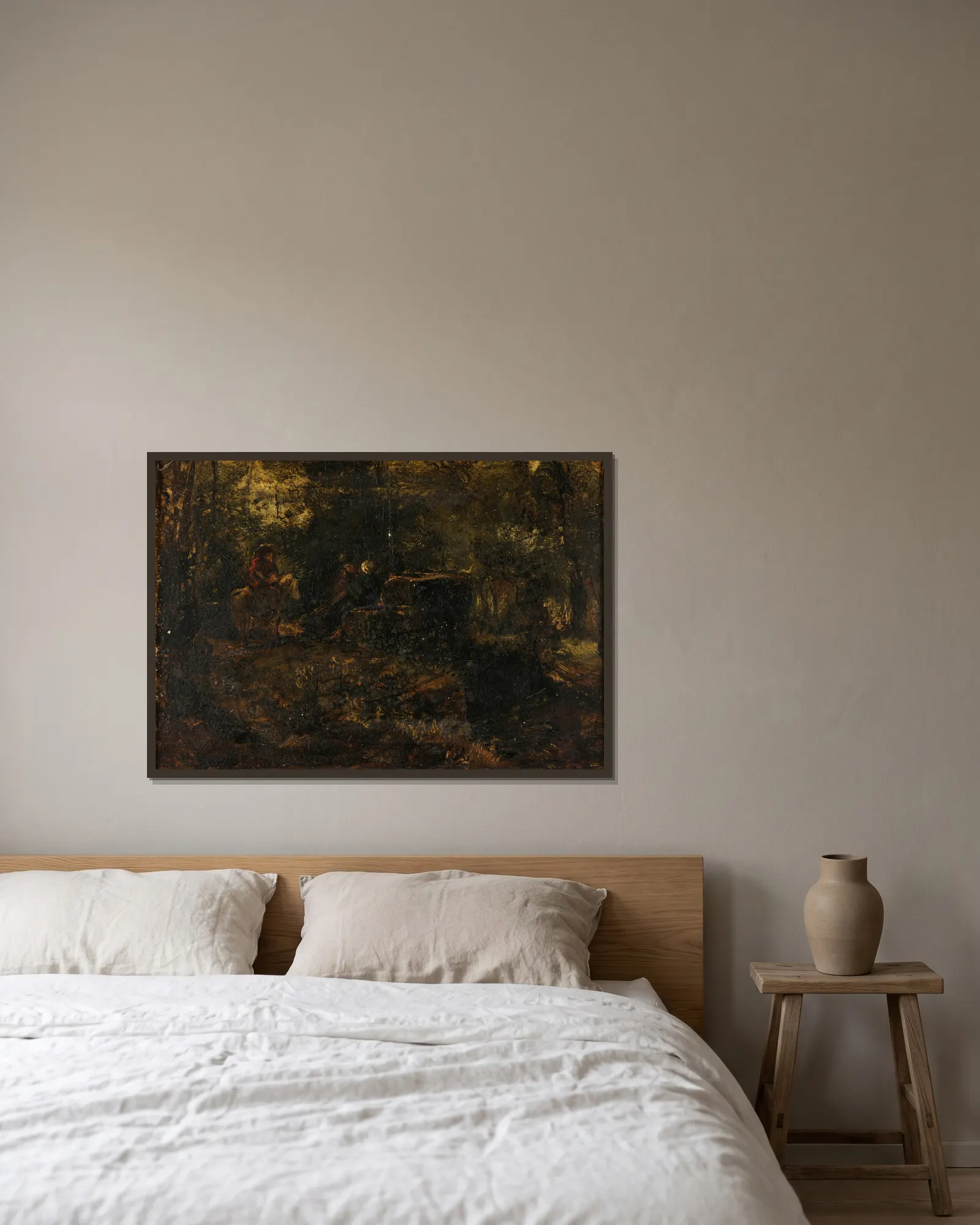 Sous-bois av Théodore Rousseau inramad på en vägg