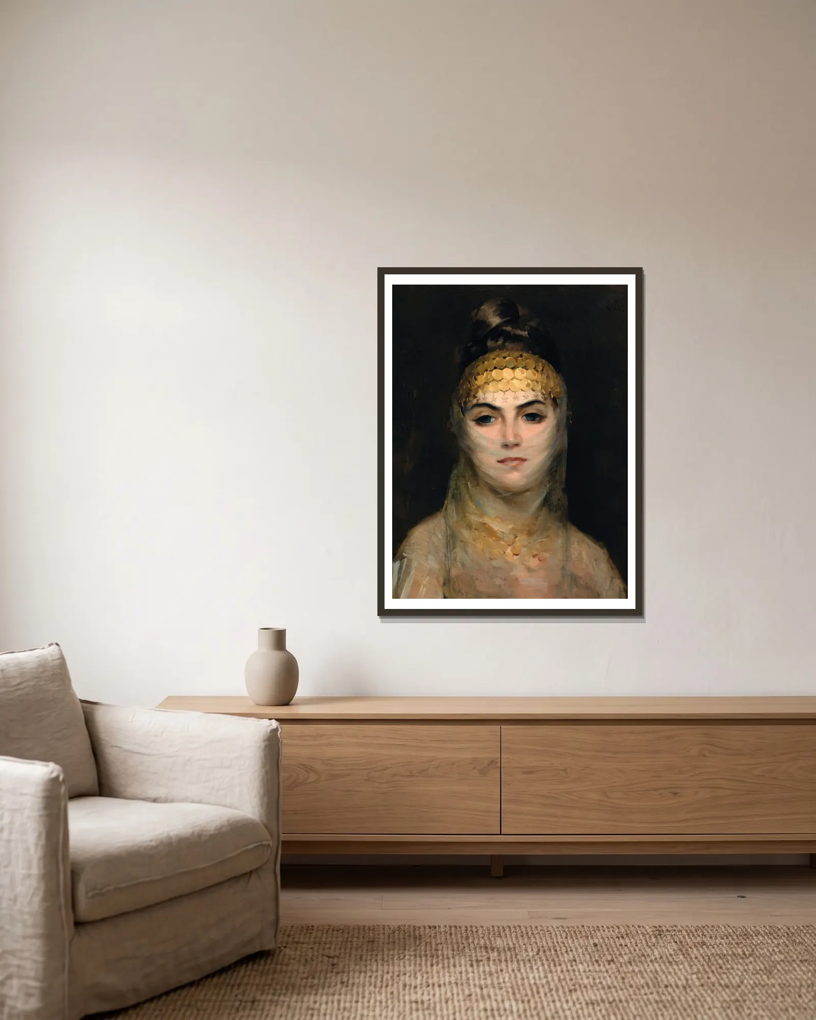 Odalisque av Theodoros Ralli inramad på en vägg