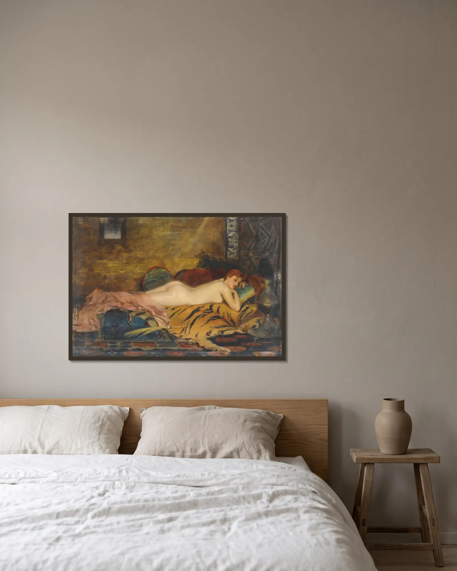 Reclining Nude av Theodoros Ralli inramad på en vägg