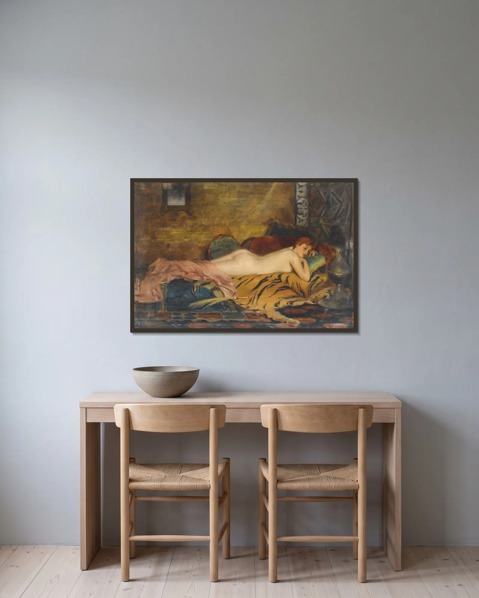 Reclining Nude av Theodoros Ralli inramad på en vägg