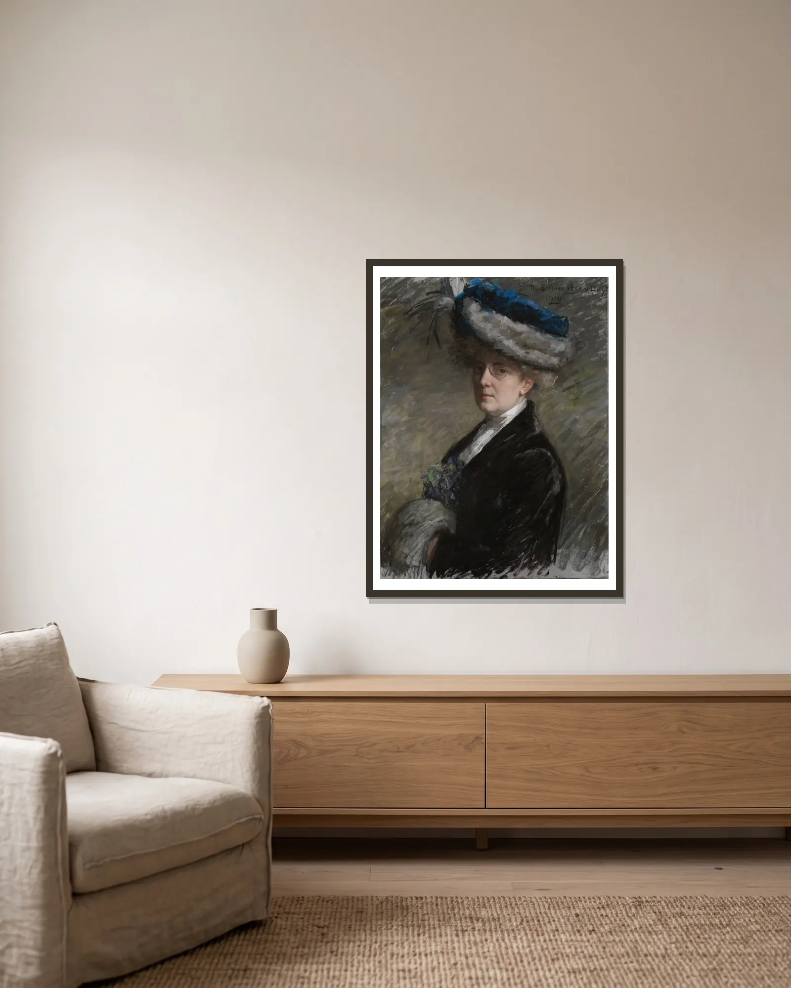 Self Portrait av Thérèse Schwartze inramad på en vägg