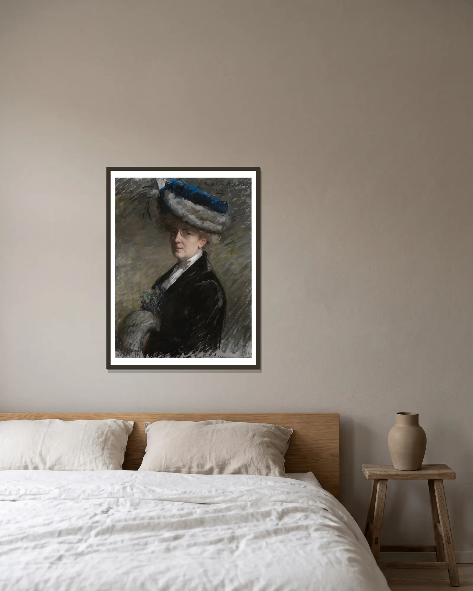 Self Portrait av Thérèse Schwartze inramad på en vägg