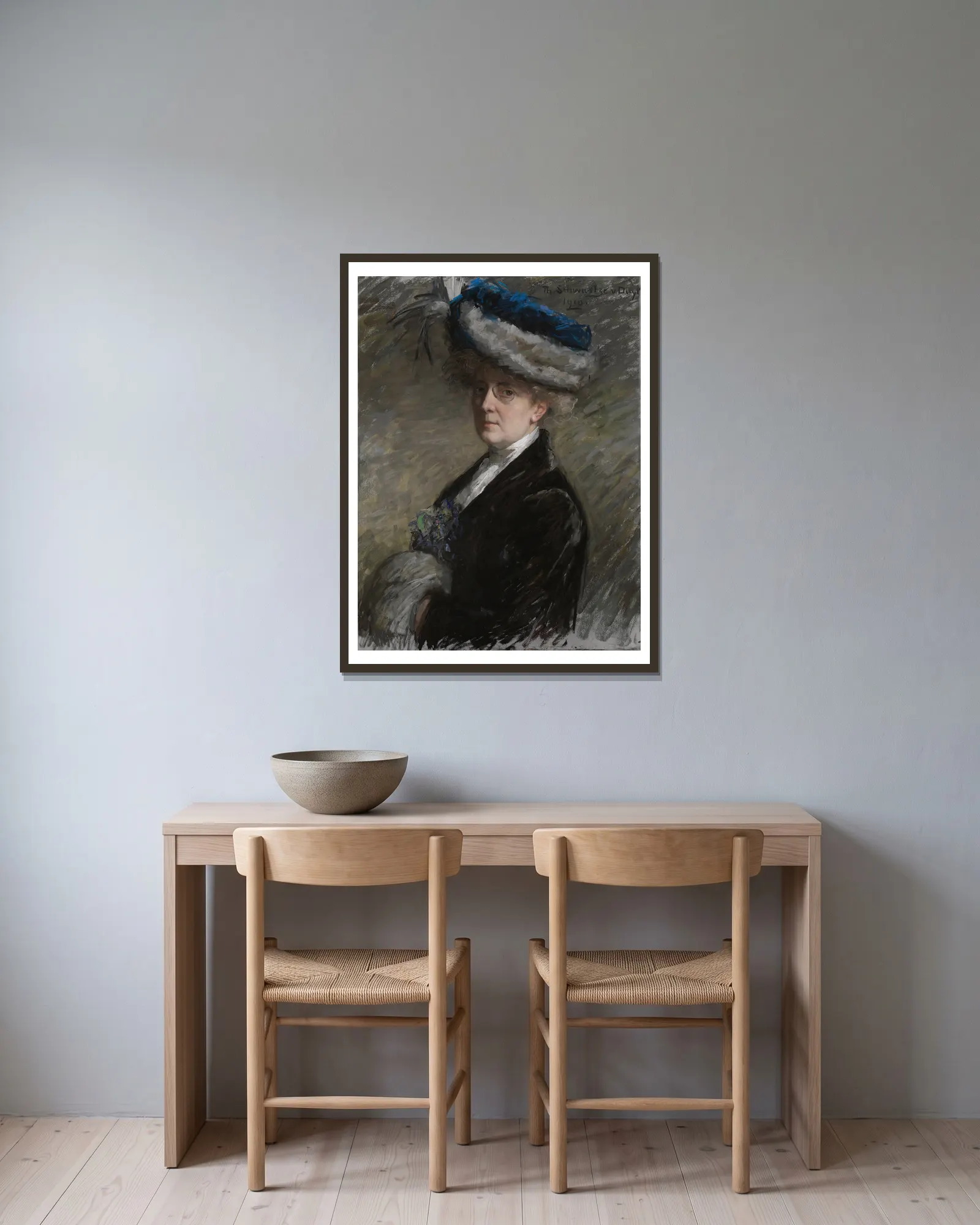 Self Portrait av Thérèse Schwartze inramad på en vägg