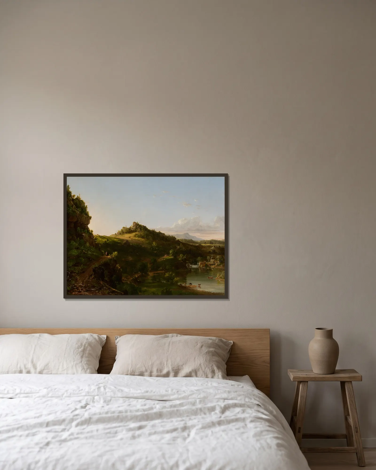 Catskill Scenery av Thomas Cole inramad på en vägg
