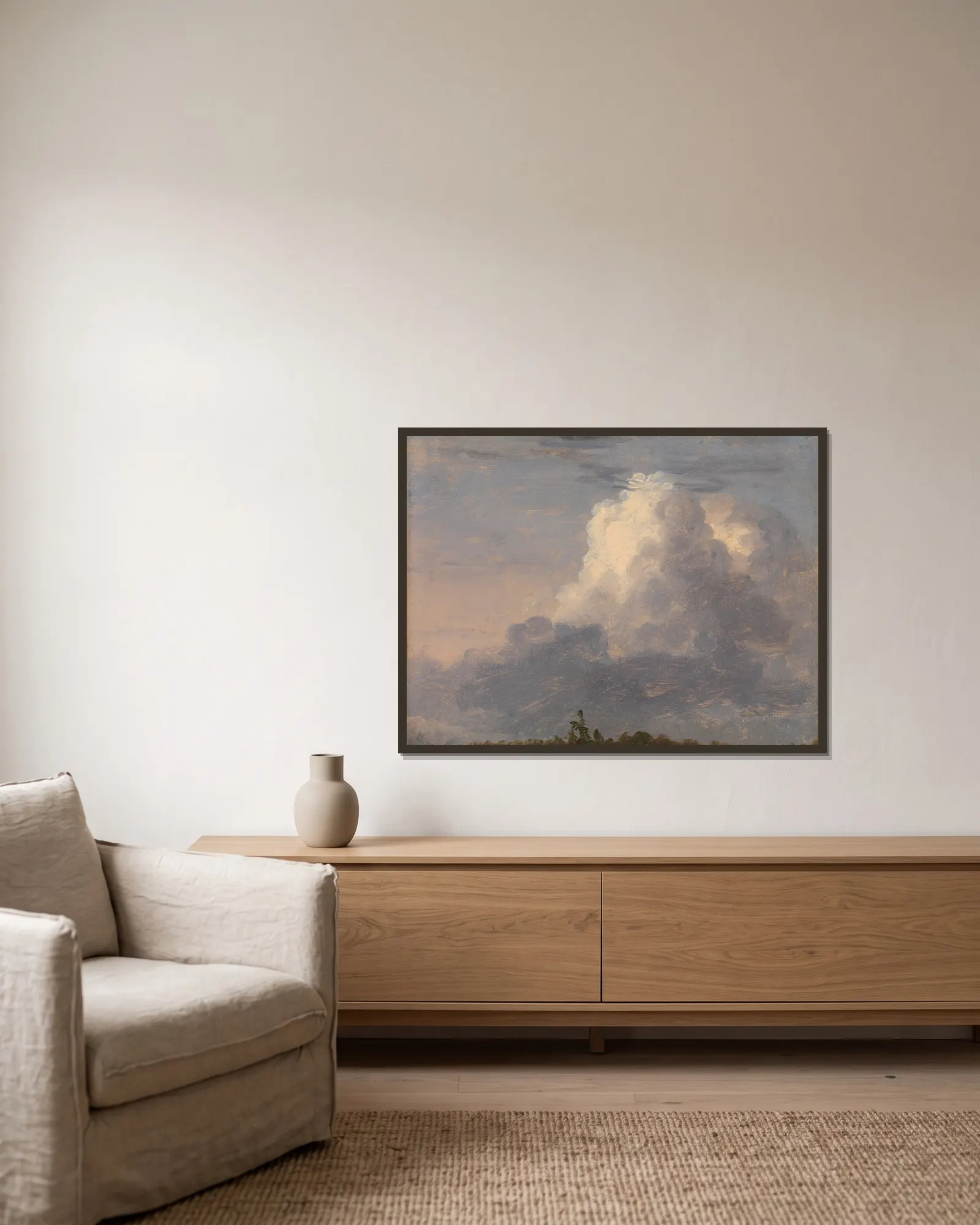 Clouds av Thomas Cole inramad på en vägg