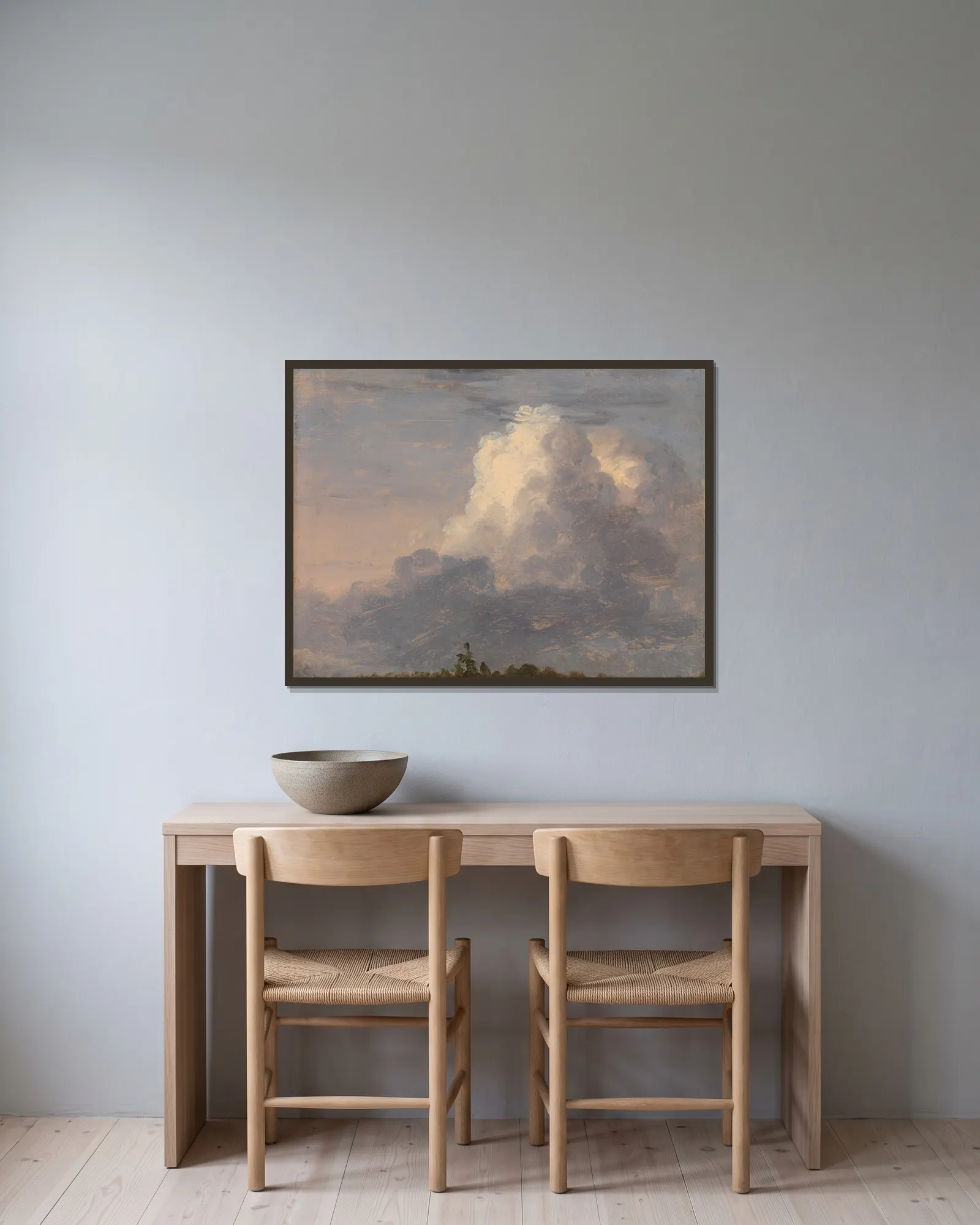 Clouds av Thomas Cole inramad på en vägg