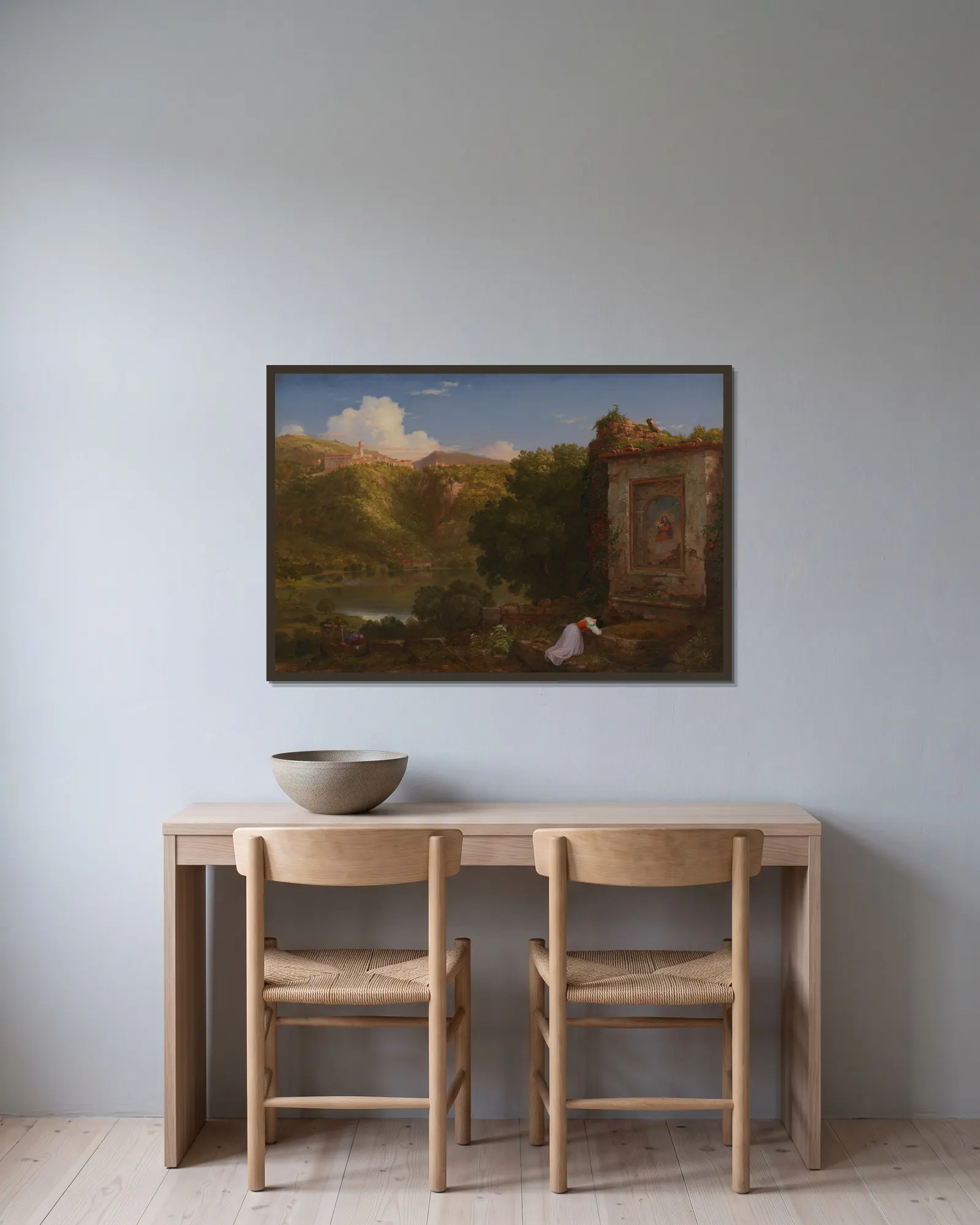 Il Penseroso av Thomas Cole inramad på en vägg