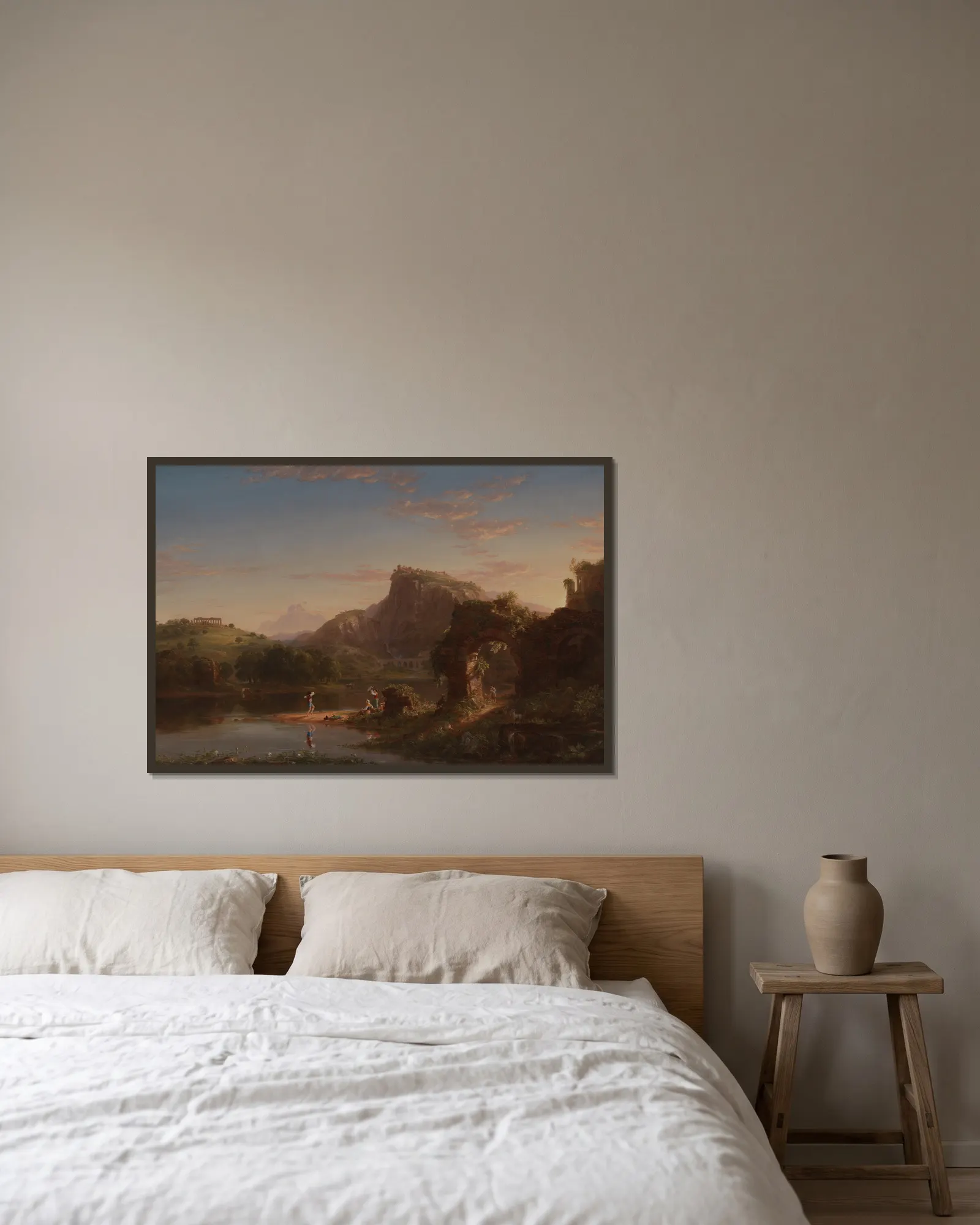 L’Allegro av Thomas Cole inramad på en vägg