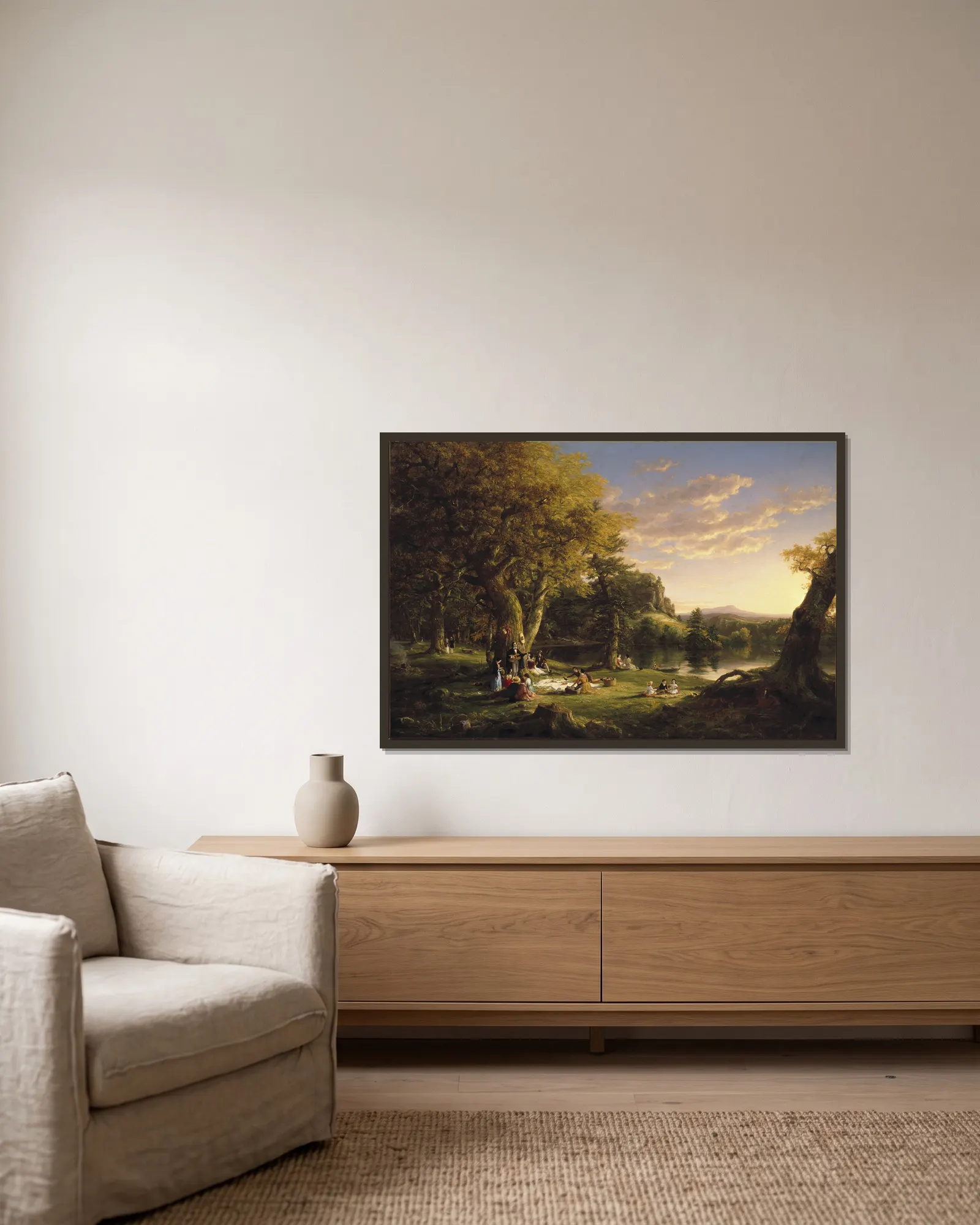 The Pic-Nic av Thomas Cole inramad på en vägg