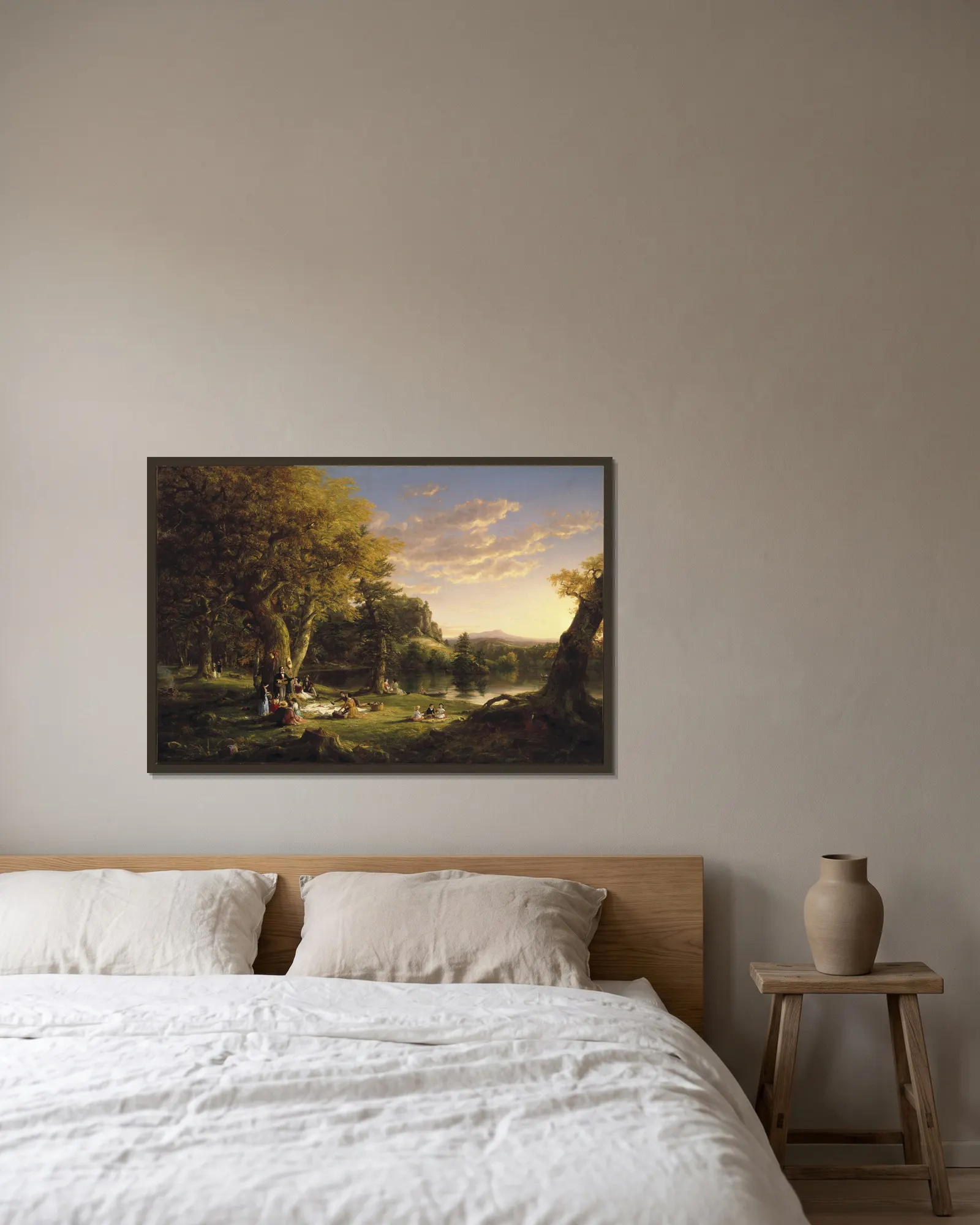 The Pic-Nic av Thomas Cole inramad på en vägg