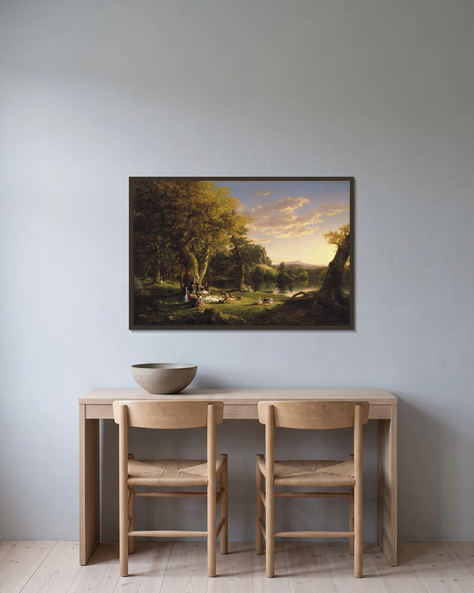 The Pic-Nic av Thomas Cole inramad på en vägg