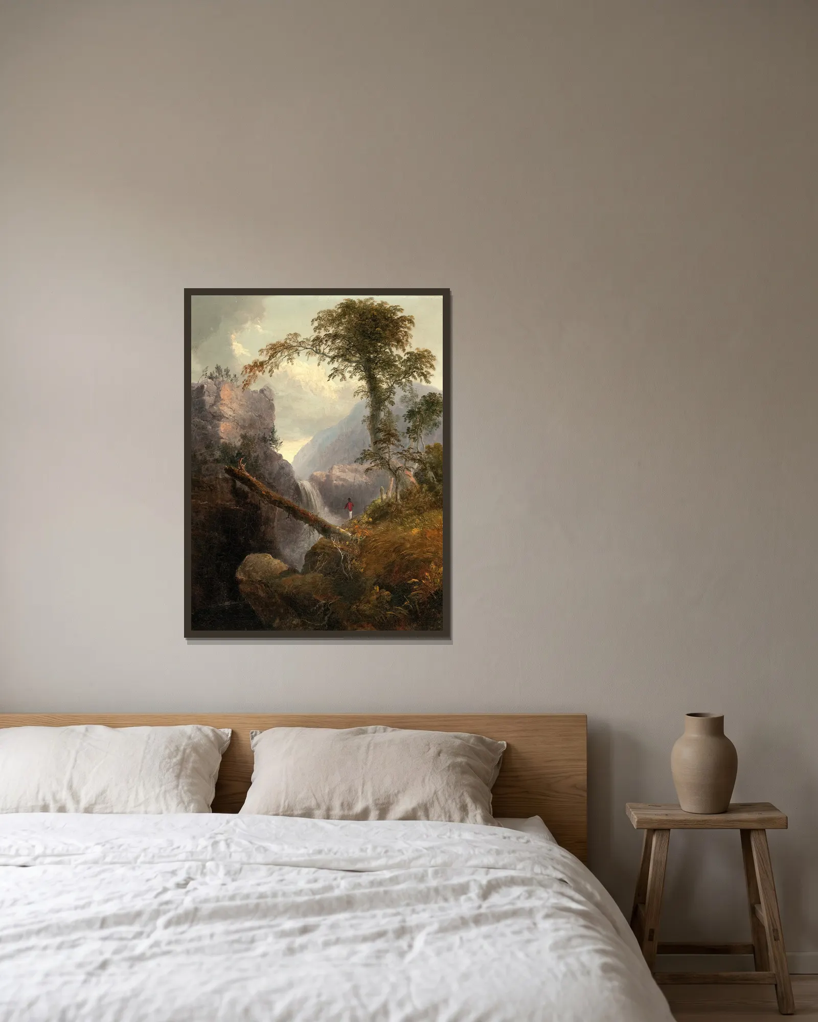 Catskills av Thomas Doughty inramad på en vägg