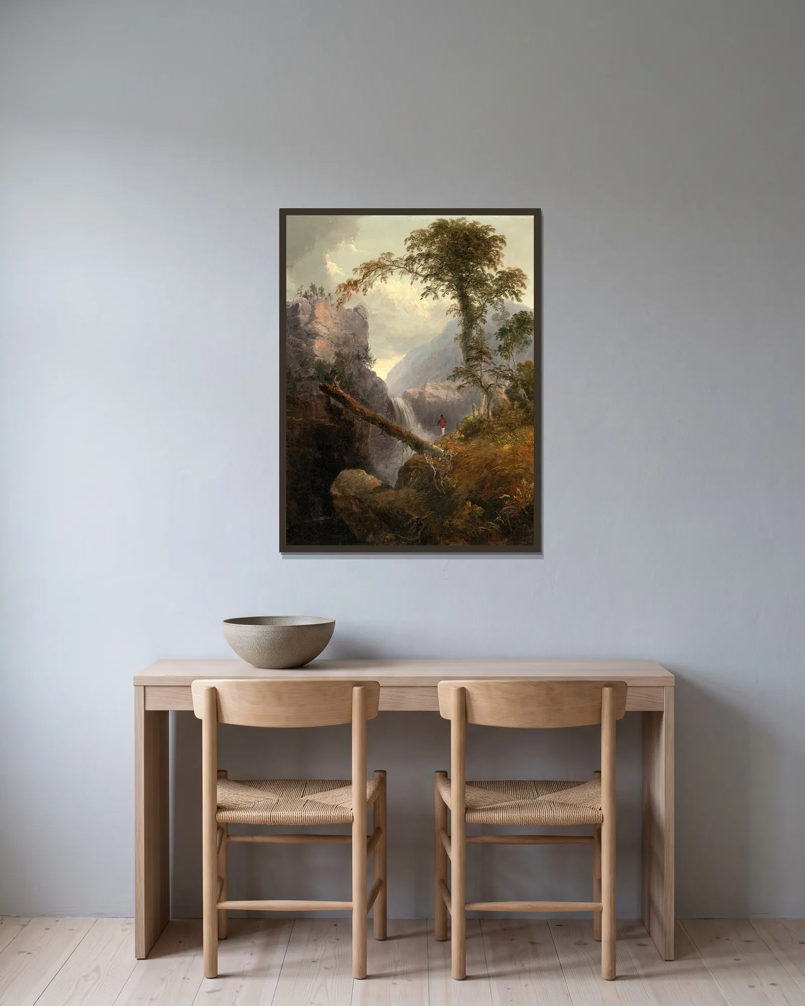 Catskills av Thomas Doughty inramad på en vägg