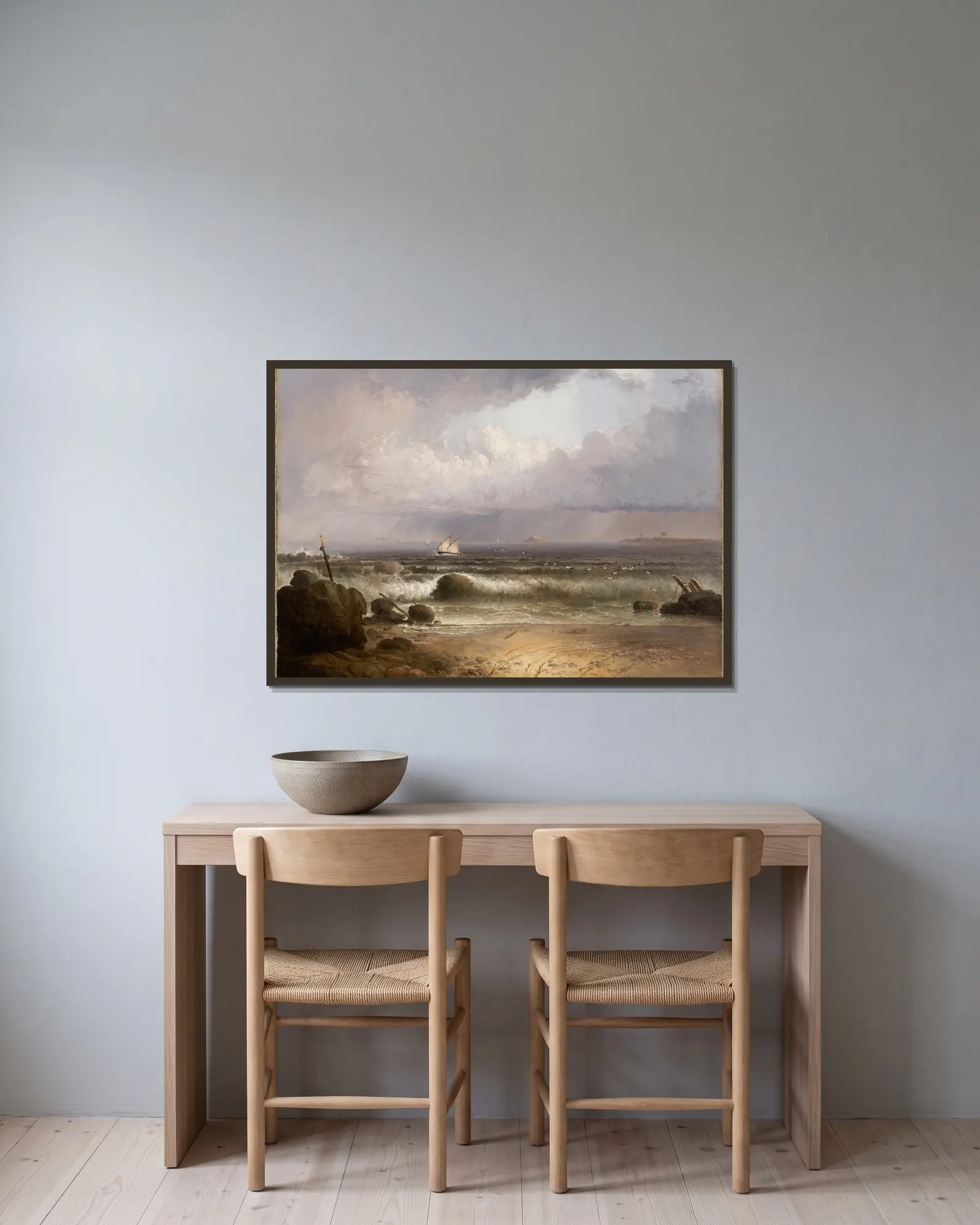 Coming Squall (Nahant Beach with a Summer Shower) av Thomas Doughty inramad på en vägg