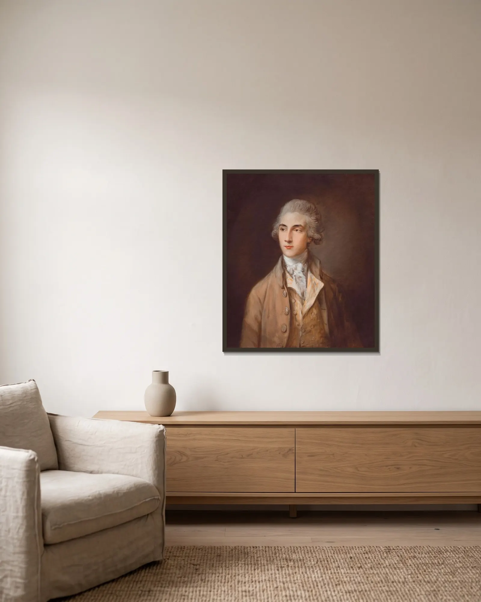 Edward Swinburne av Thomas Gainsborough inramad på en vägg